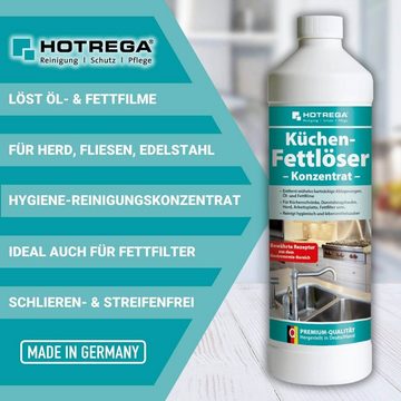 HOTREGA® Küchen Fettlöser Küchenreiniger Fettreiniger 1L mit 2 Microfasertücher Küchenreiniger