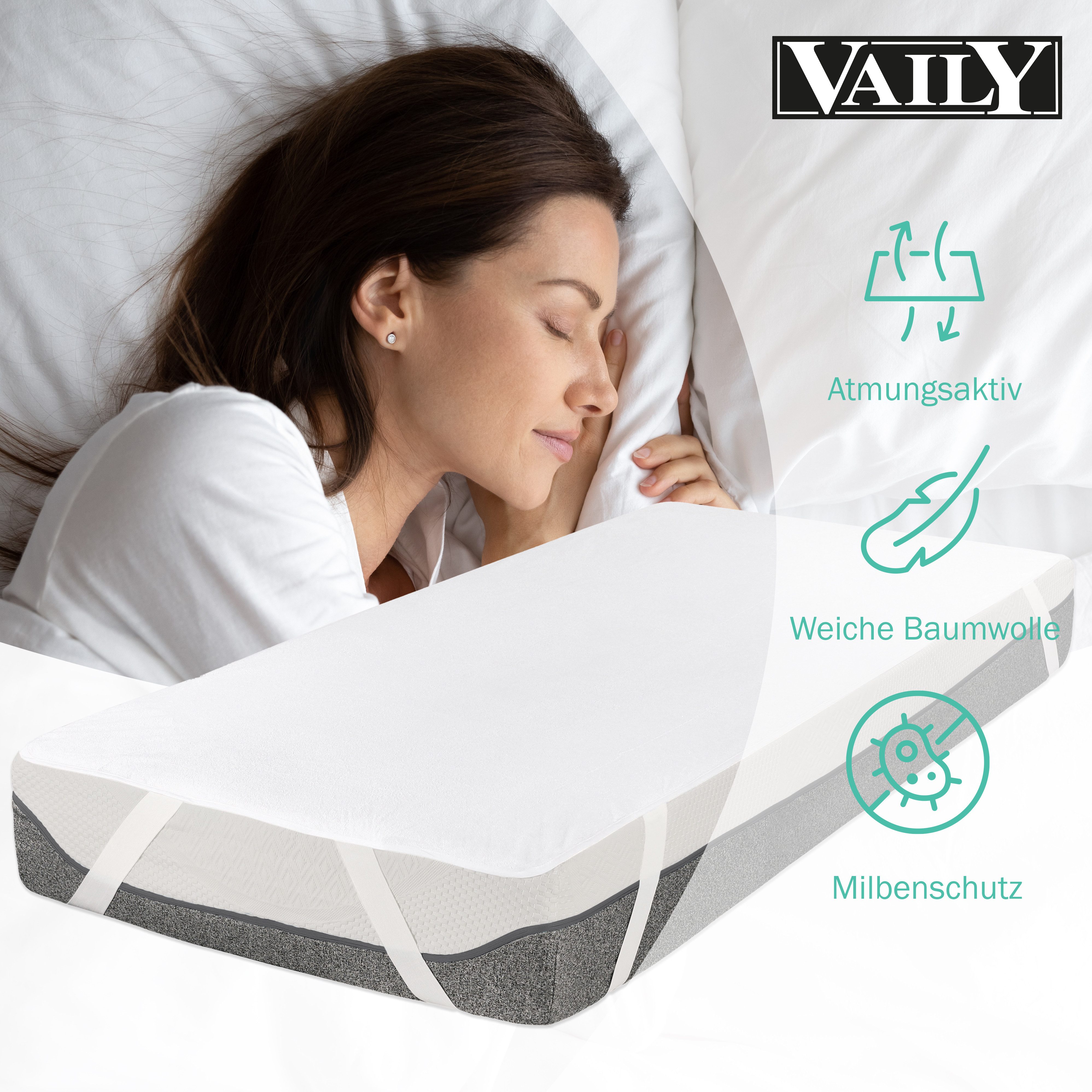 Matratzenschoner Matratzenschutz, Matratzenauflage von Vaily, Waschbar, Wasserdicht und Allergiker geeignet