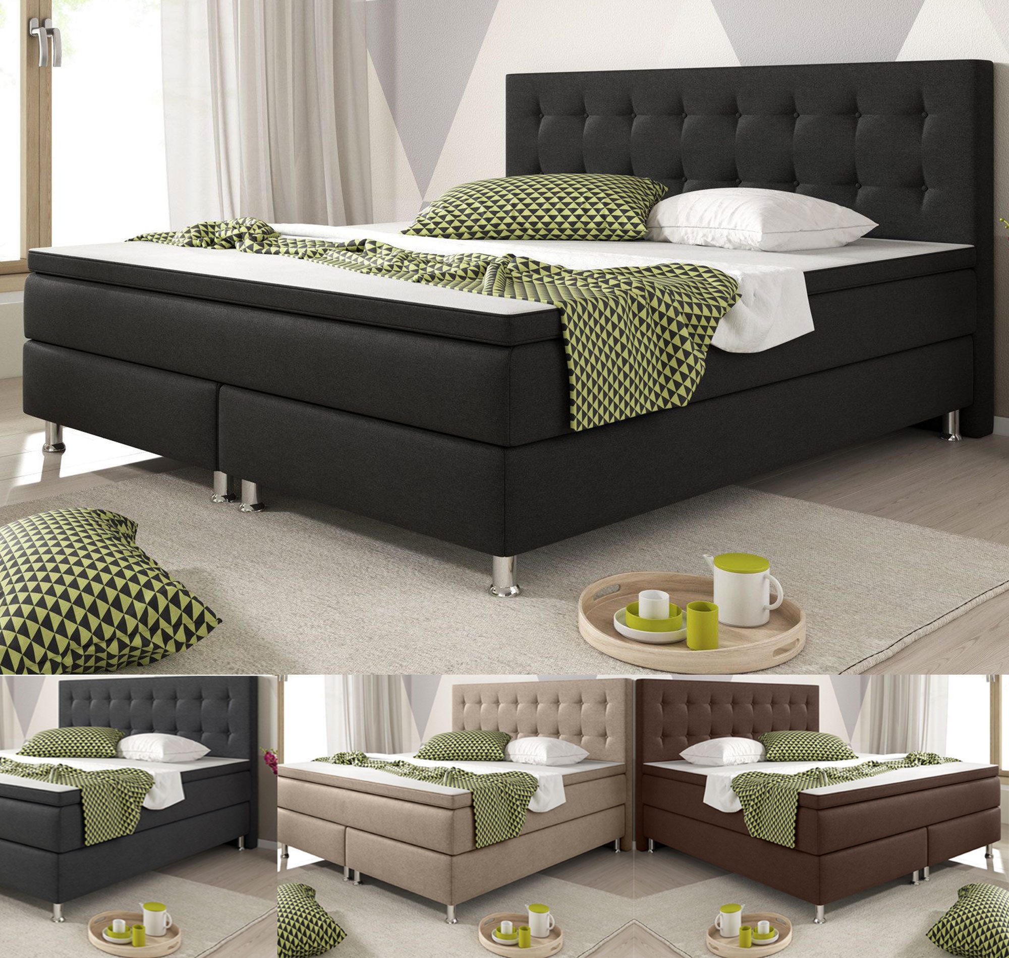 Homeline Boxspringbett 180x200 Boxspringbett mit Matratze 180 × 200 cm ...