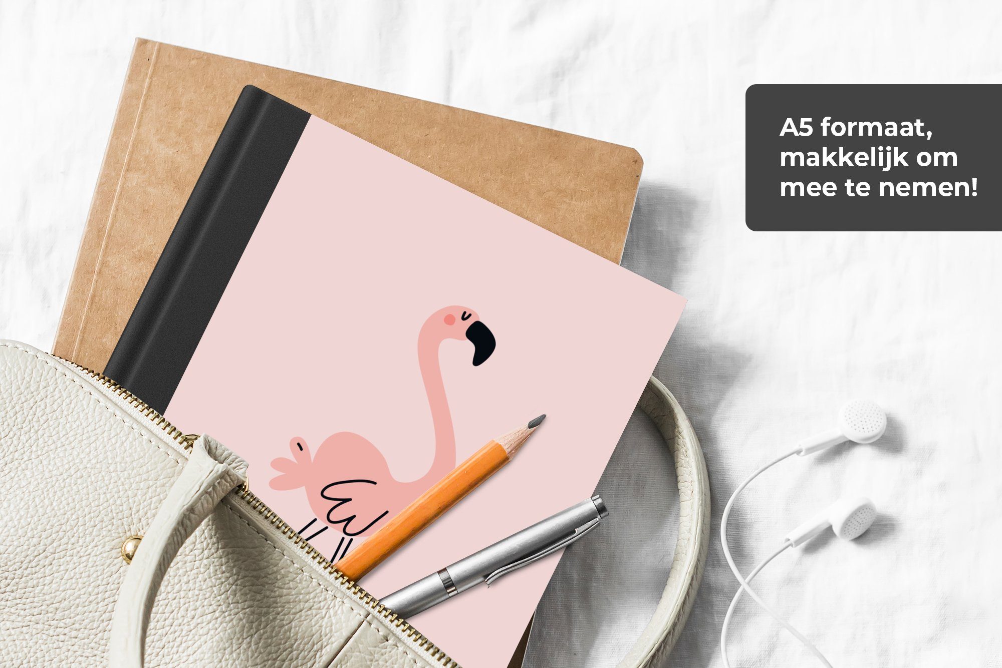 Rosa MuchoWow - Flamingo Notizbuch Merkzettel, Mädchen, 98 Notizheft, - Haushaltsbuch Kinder Illustration Journal, Tagebuch, A5, - - Handarbeit Seiten, -