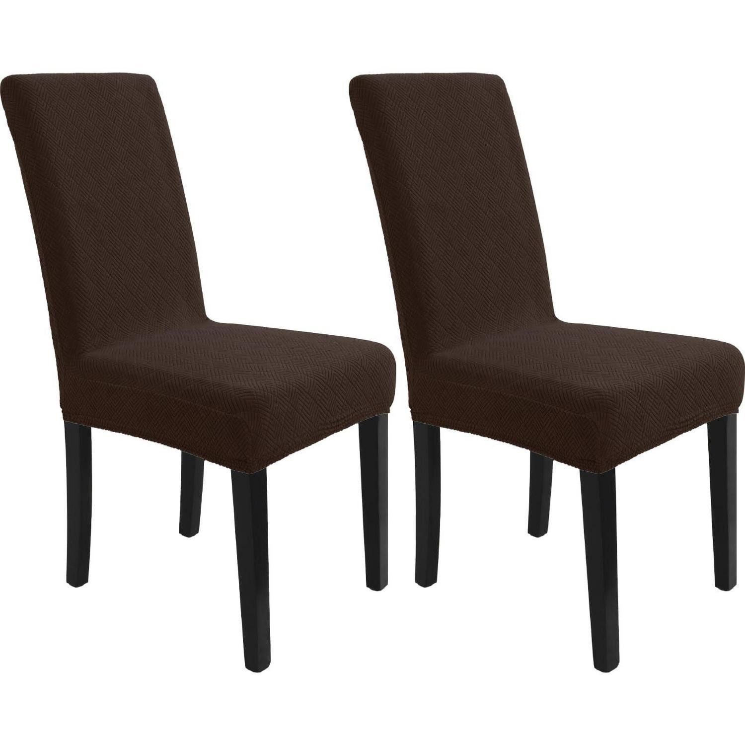 Stuhlbezug Stuhlhusse Stretch Jacquard Universal Esszimmer Braun 2er Set