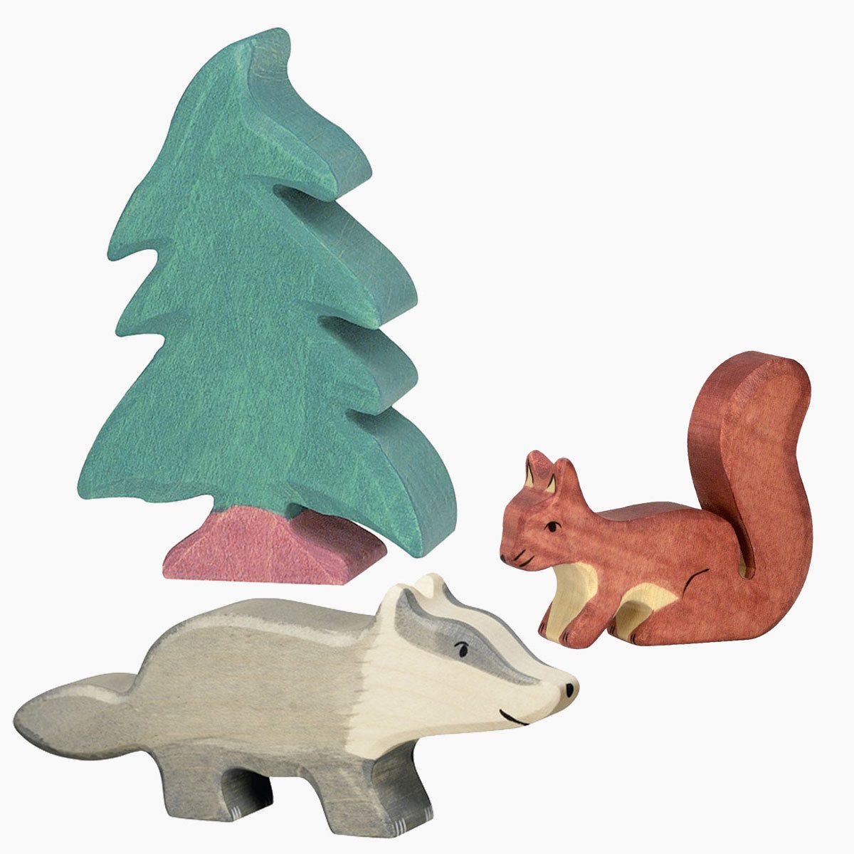 Holztiger Spielwelt Tierset Waldtiere, (packung, 3-tlg., sparset), Wertvolle Handarbeit aus Europa