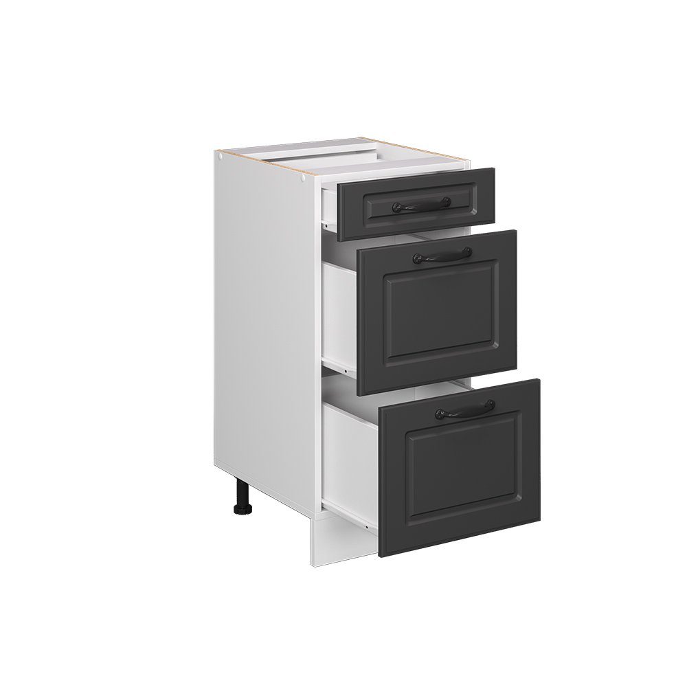 Vicco Unterschrank R-Line Anthrazit Landhaus/Weiß 40cm mit Schubladen ohne Arbeitsplatte (1-St) – Bild 4 von 5