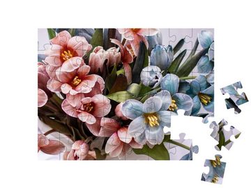 puzzleYOU Puzzle Ein Blumenstrauß aus Tulpen zum Muttertag, 48 Puzzleteile, puzzleYOU-Kollektionen Blumensträuße, Blumen & Pflanzen