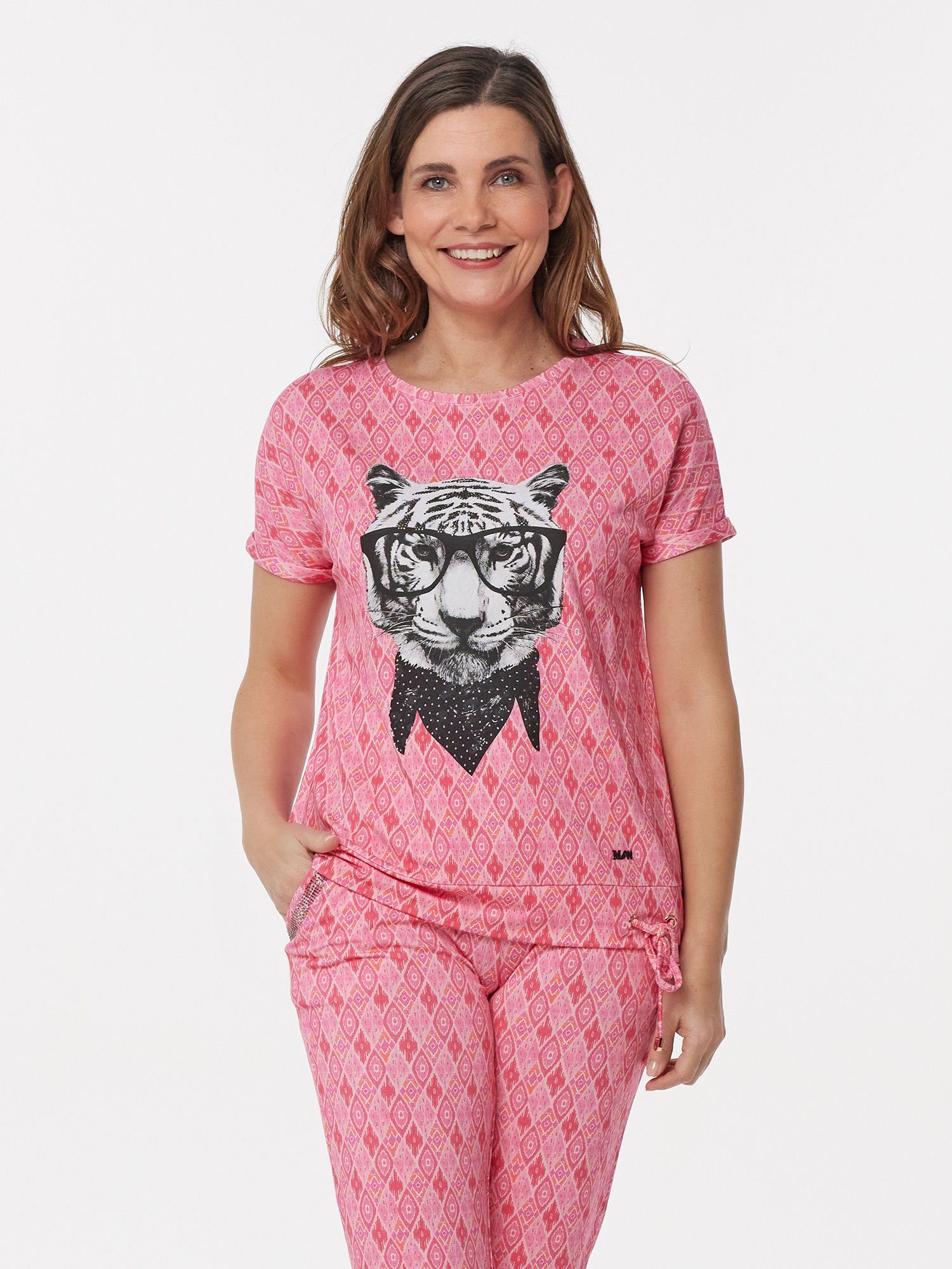 MONACO blue WEEKEND T-Shirt Druckbluse figurumspielend mit Tiger-Motiv