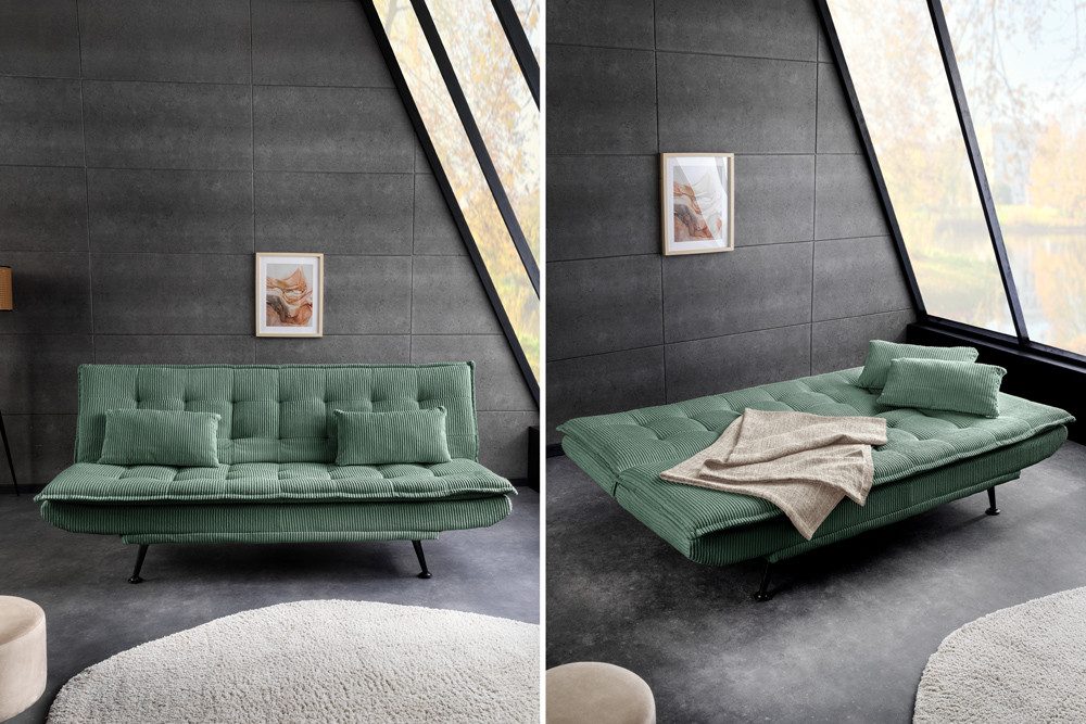 riess-ambiente Schlafsofa JAZZ 190cm grün – 3-Sitzer Sofa mit Bettfunktion, Cordbezug, modern, Einzelartikel 1 Teile, komfortable Ausziehcouch mit Polsterung –  – Bild 4 von 5