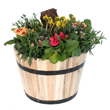 colourliving Pflanzkübel Pflanzkübel Holz rund 37 cm Holzfass Blumenkübel Blumentopf Akazieholz (1x Pflanzkübel), Wasserablaufloch, Naturprodukt, Pflanztopf