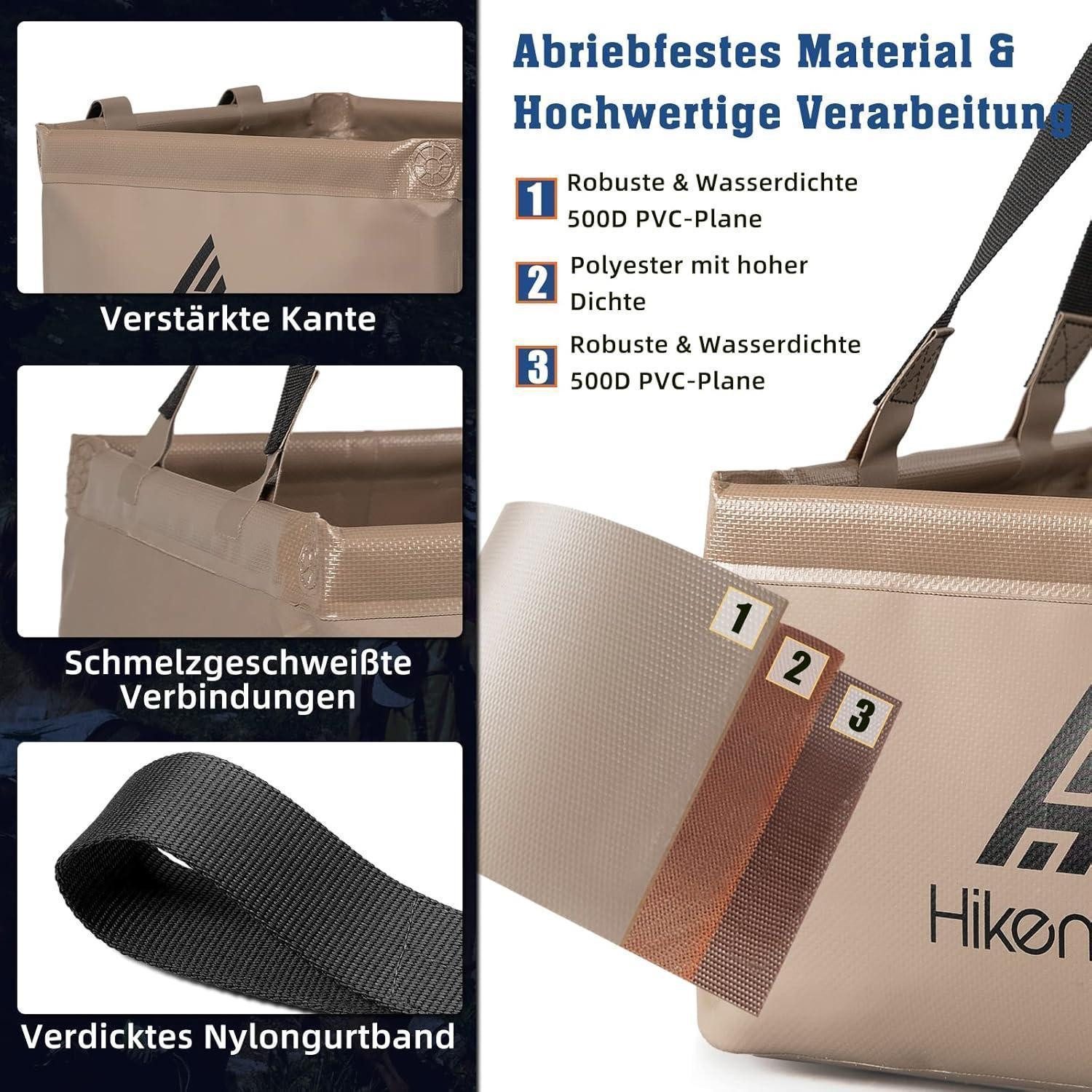 LuxusKollektion Schüssel Faltschüssel Faltbarer Eimer 20L Camping khaki Eckig-khaki 20L