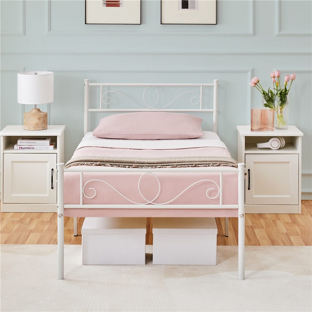 Yaheetech Bettgestell Metallbett mit Kopfteil, Einzelbett/Doppelbett günstig online kaufen
