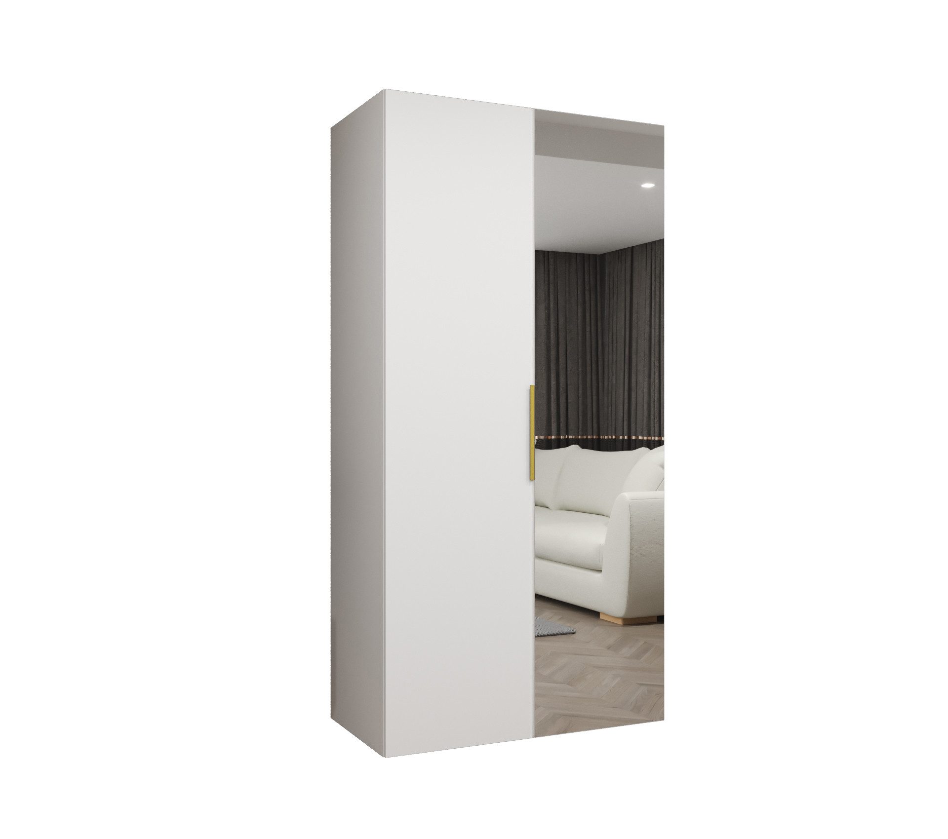 MOEBLO Drehtürenschrank SOLENA 2 (mit Spiegel – Moderner Kleiderschrank mit Soft-Close, Einlegeböden & Kleiderstange, verschiedene Breiten & Farben, Schrank Gar – Bild 2 von 5