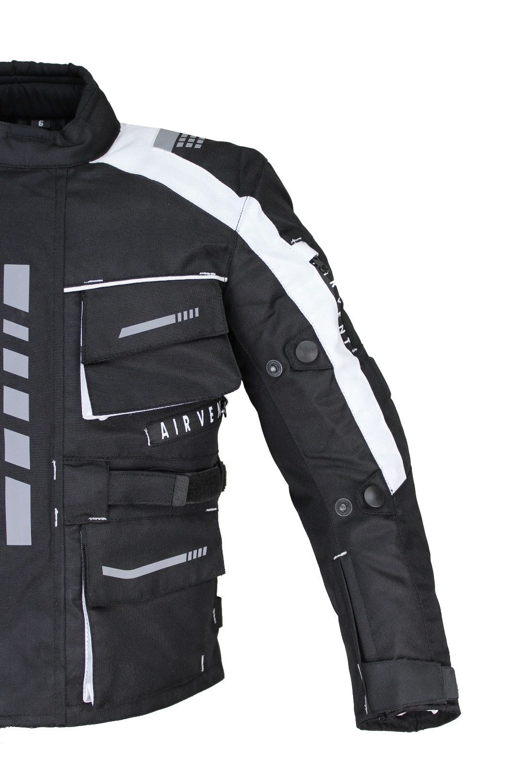 Alpha Speeds Motorradjacke Kinder Motorrad Textil Jacke Biker wasserdicht Jacke mit Protektoren Sport, Innenjacke ist trennbar: All Season, Weiß