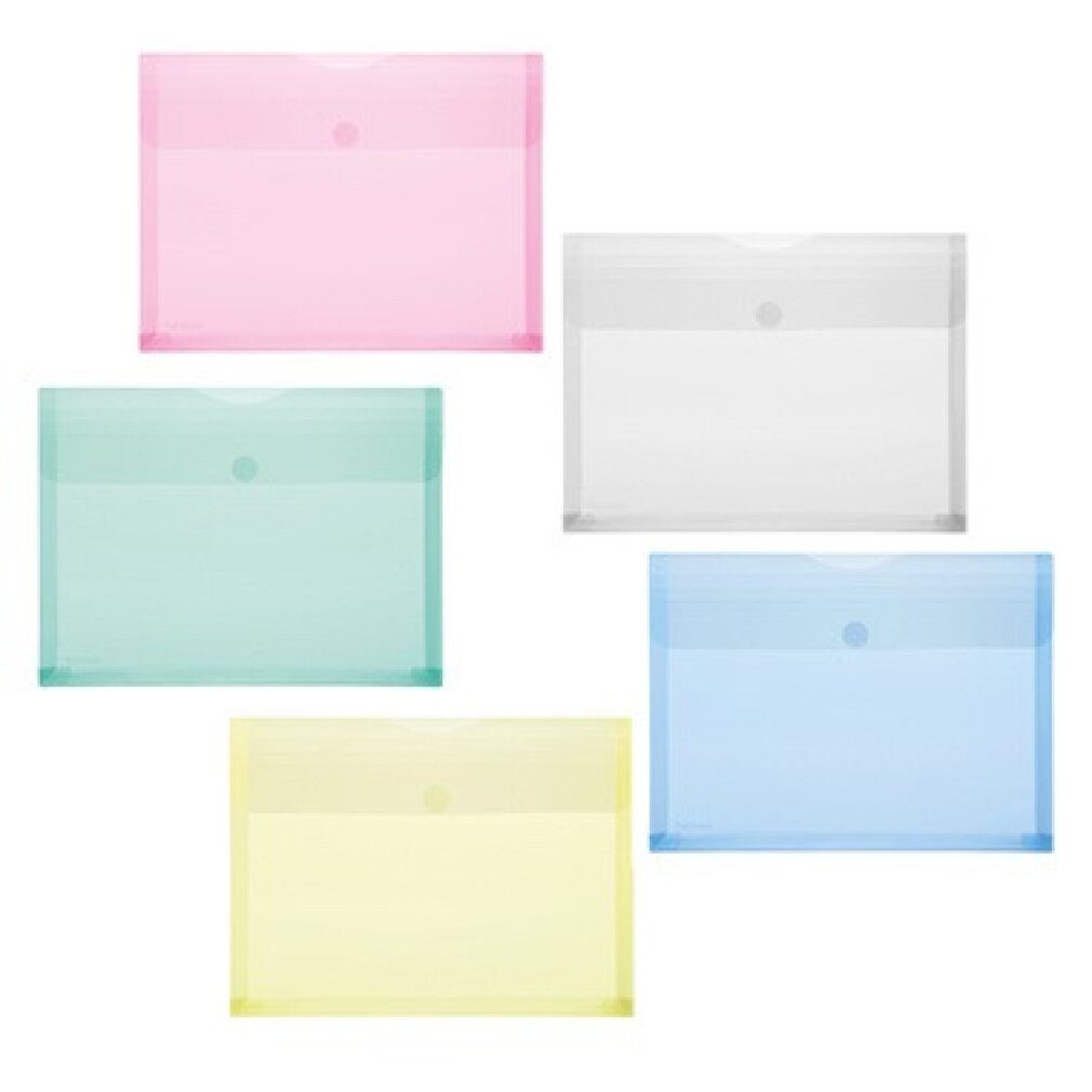 FOLDERSYS Prospekthülle 10 Dokumententaschen DIN A4 farbsortiert glatt 0,20 mm