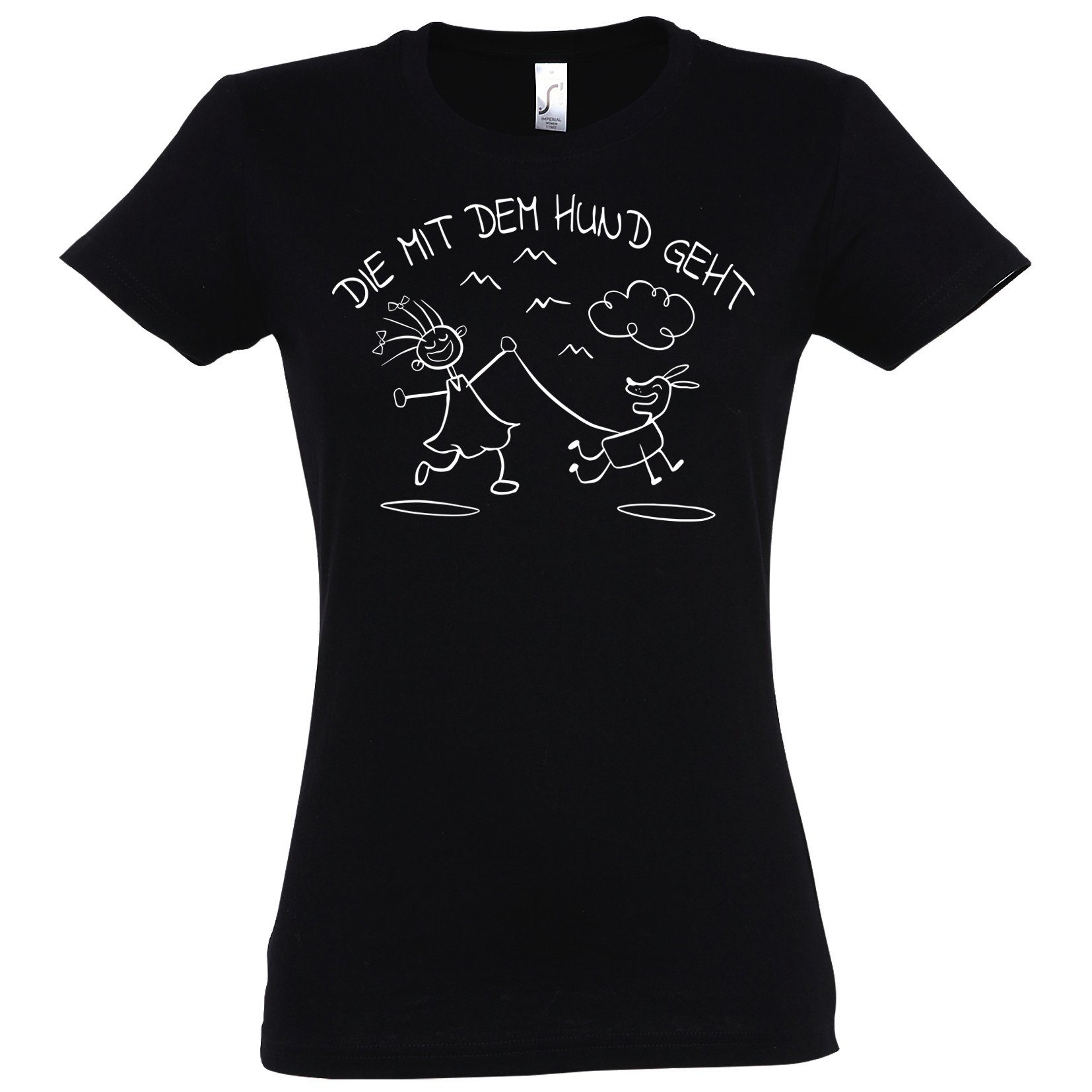Youth Designz T-Shirt Die Mit Dem Hunde Geht Damen T-Shirt mit trendigem Fr günstig online kaufen