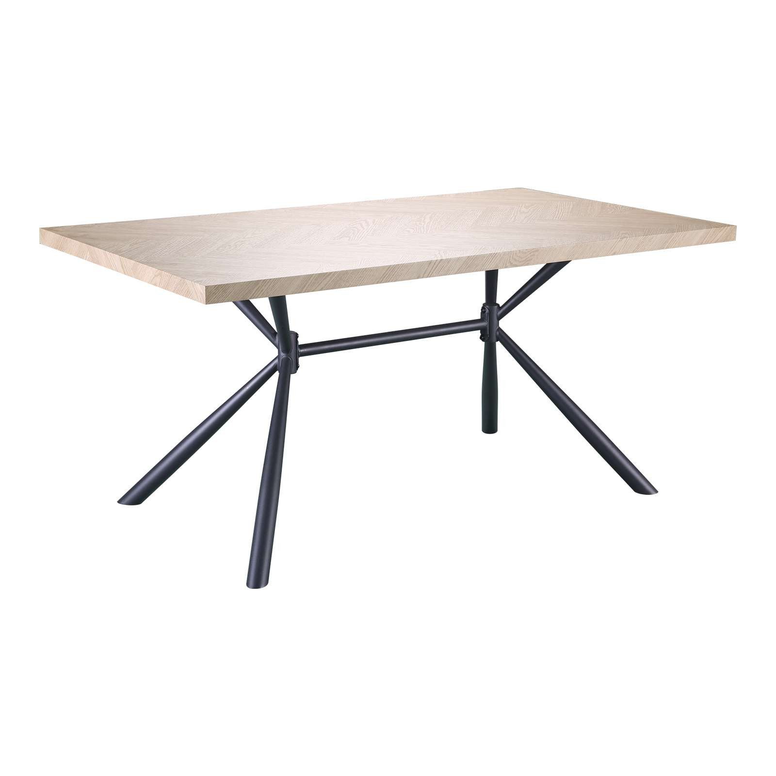 OTTO home Esstisch Larchant, Tischplatte in Fischgrätoptik, schwarze Metallbeine, Höhe 76 cm