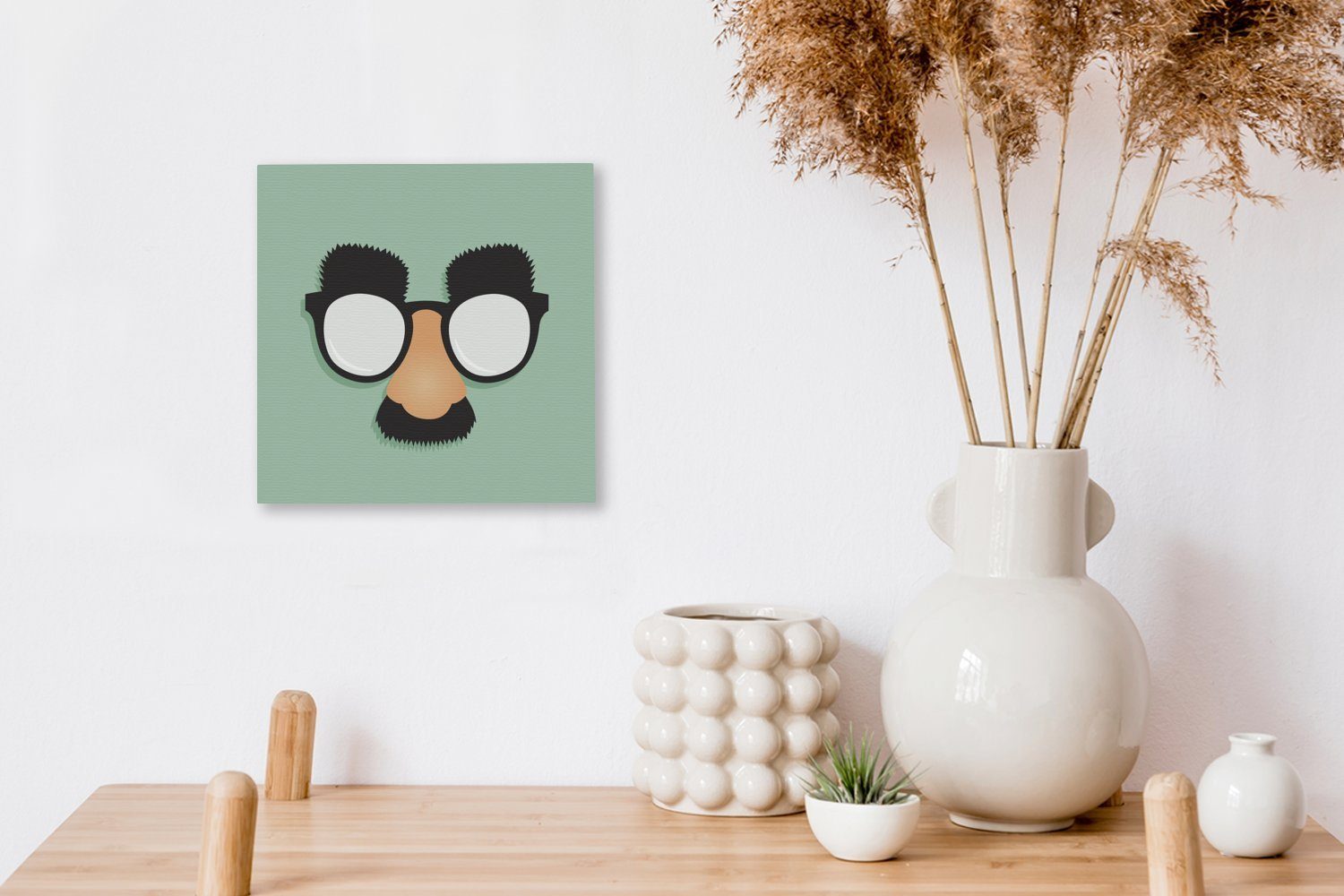 OneMillionCanvasses® Leinwandbild Wohnzimmer für Schnurrbart, mit Leinwand St), Illustration Brille (1 einer Bilder Schlafzimmer