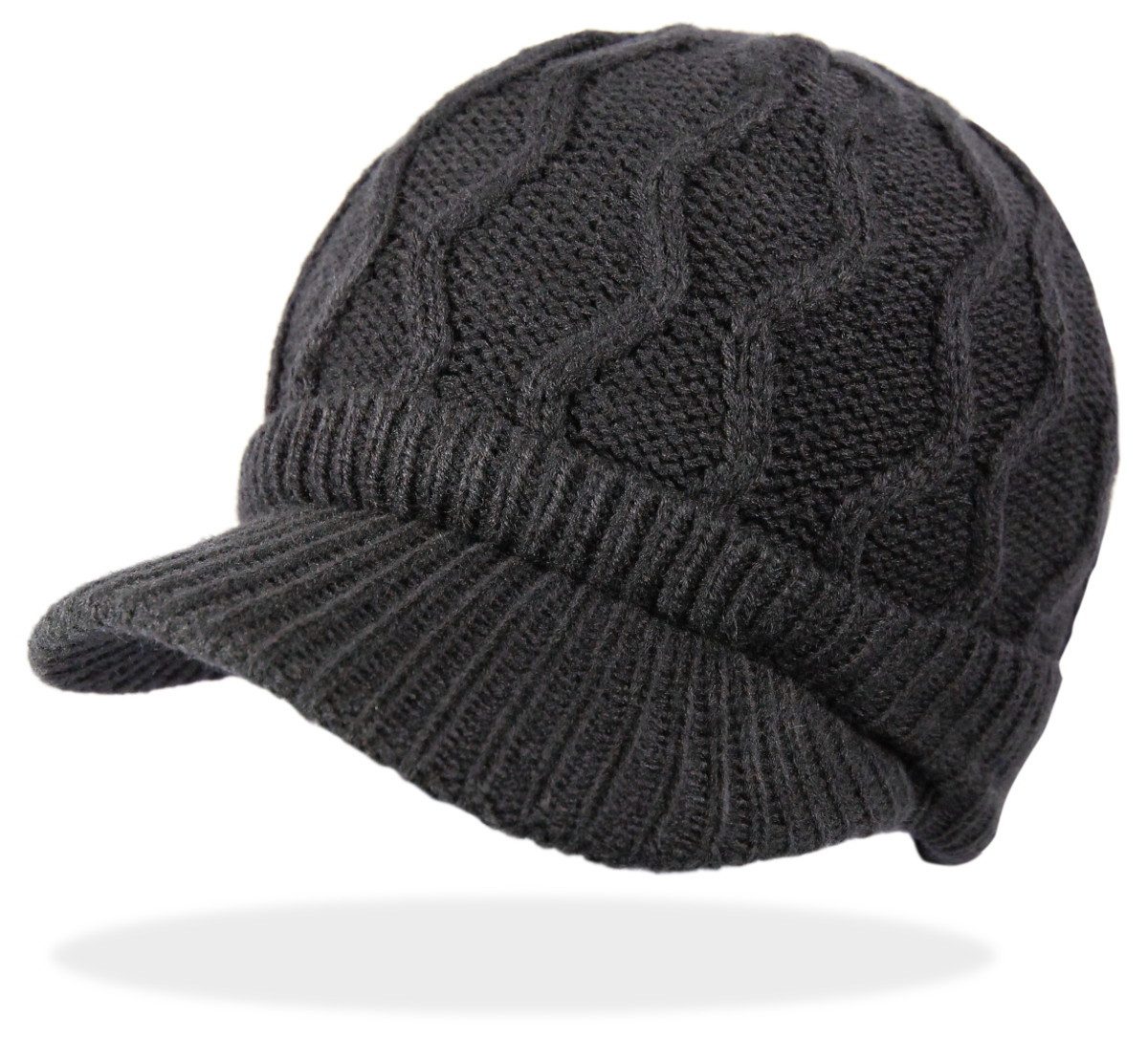 dy_mode Strickmütze Herren Schirmmütze mit Innenfutter Winter Mütze Strickmütze Unisex mit Innenfutter