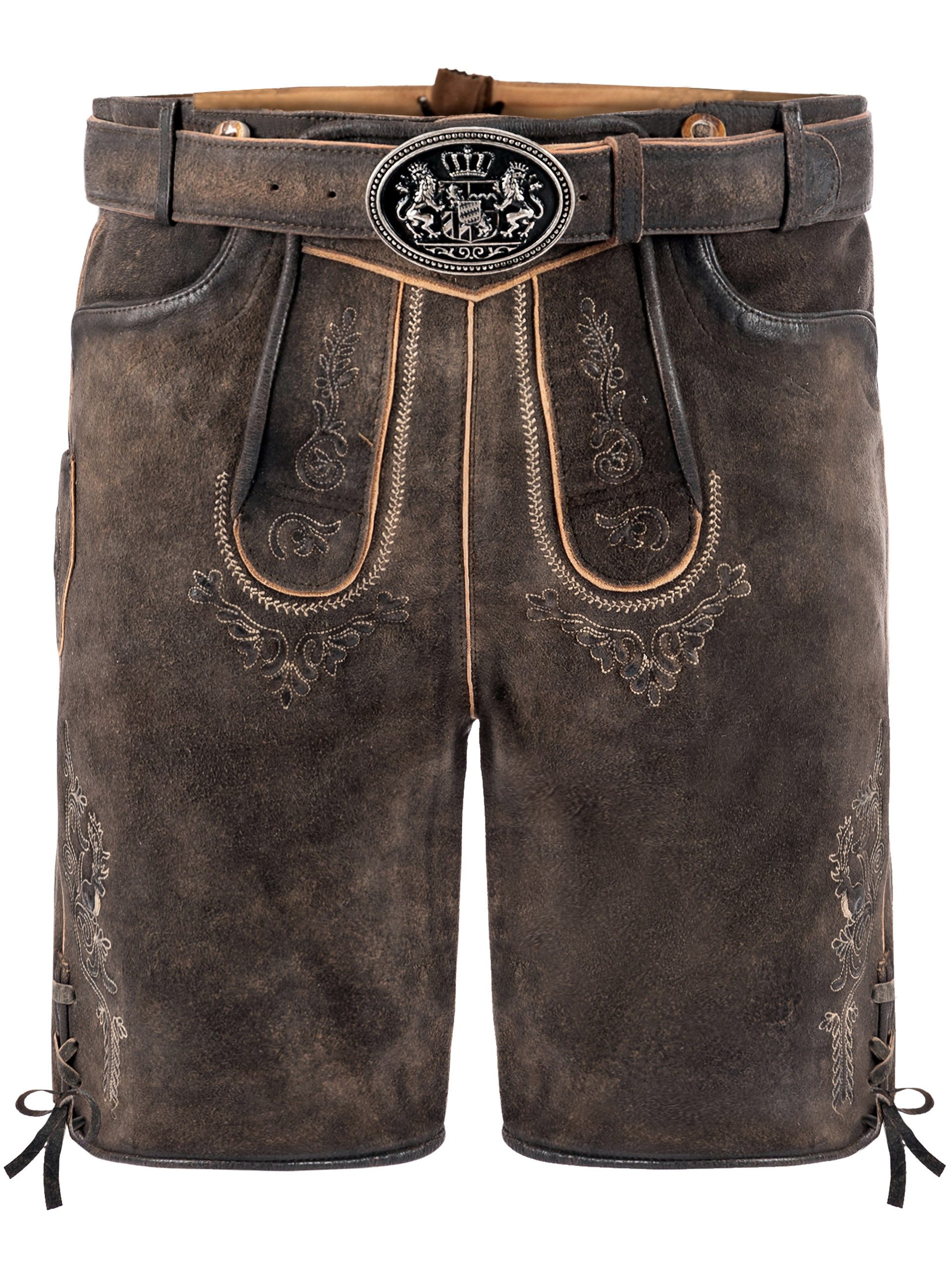 FUCHS Trachtenlederhose Trachtenlederhose Herren kurz Dunkelbraun Echtleder (1-tlg)