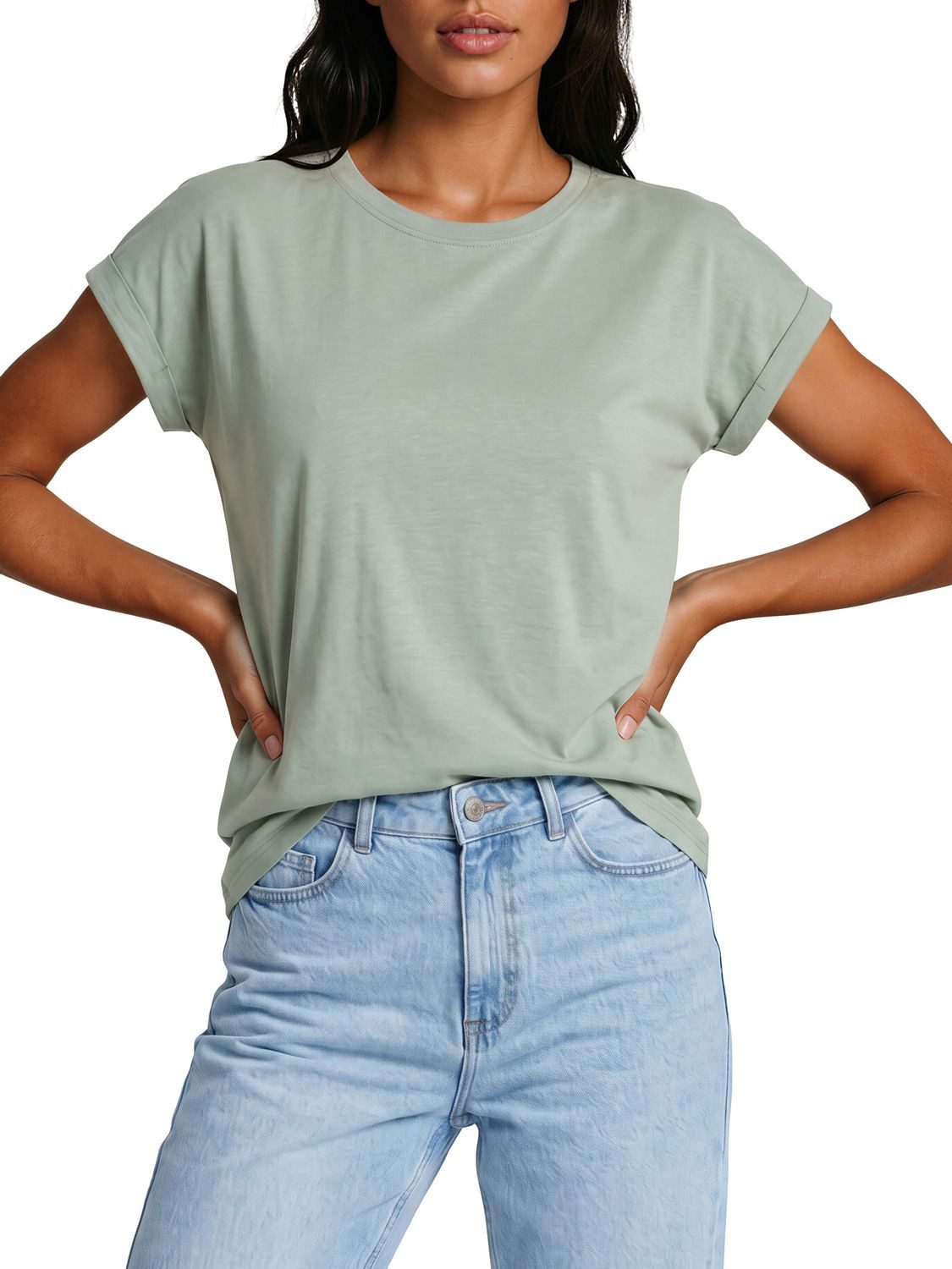 DENIMFY T-Shirt Damen Top DFSophie Regular Fit (1-tlg) kurzarm Sommershirt mit Rundhalsausschnitt