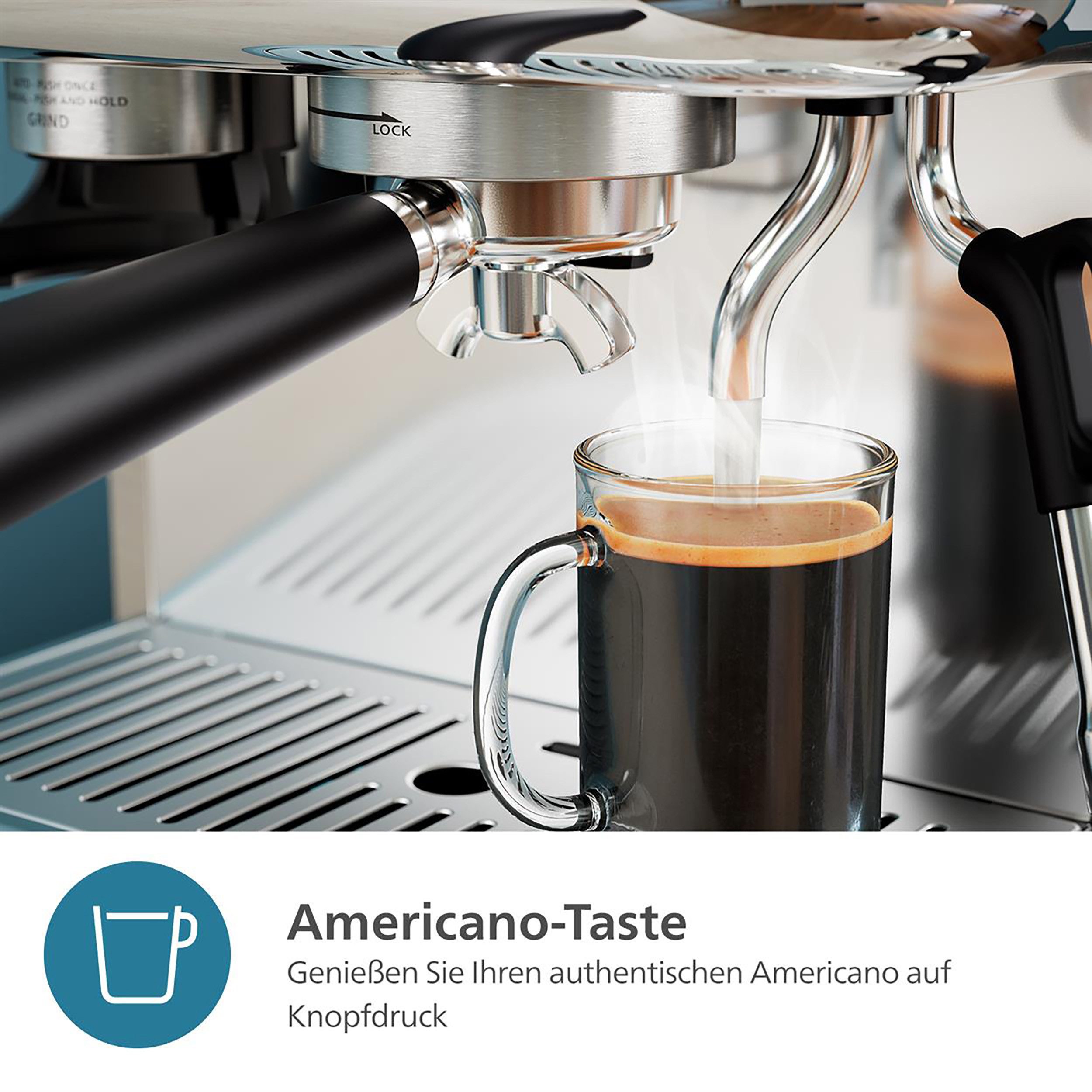 Philips Espressomaschine PSA3218/01 Barista Brew, halbautomatisch, mit 250-g-Bohnenbehälter, Korbfilter, Siebträger und Milchkanne aus Edelstahl, Silber