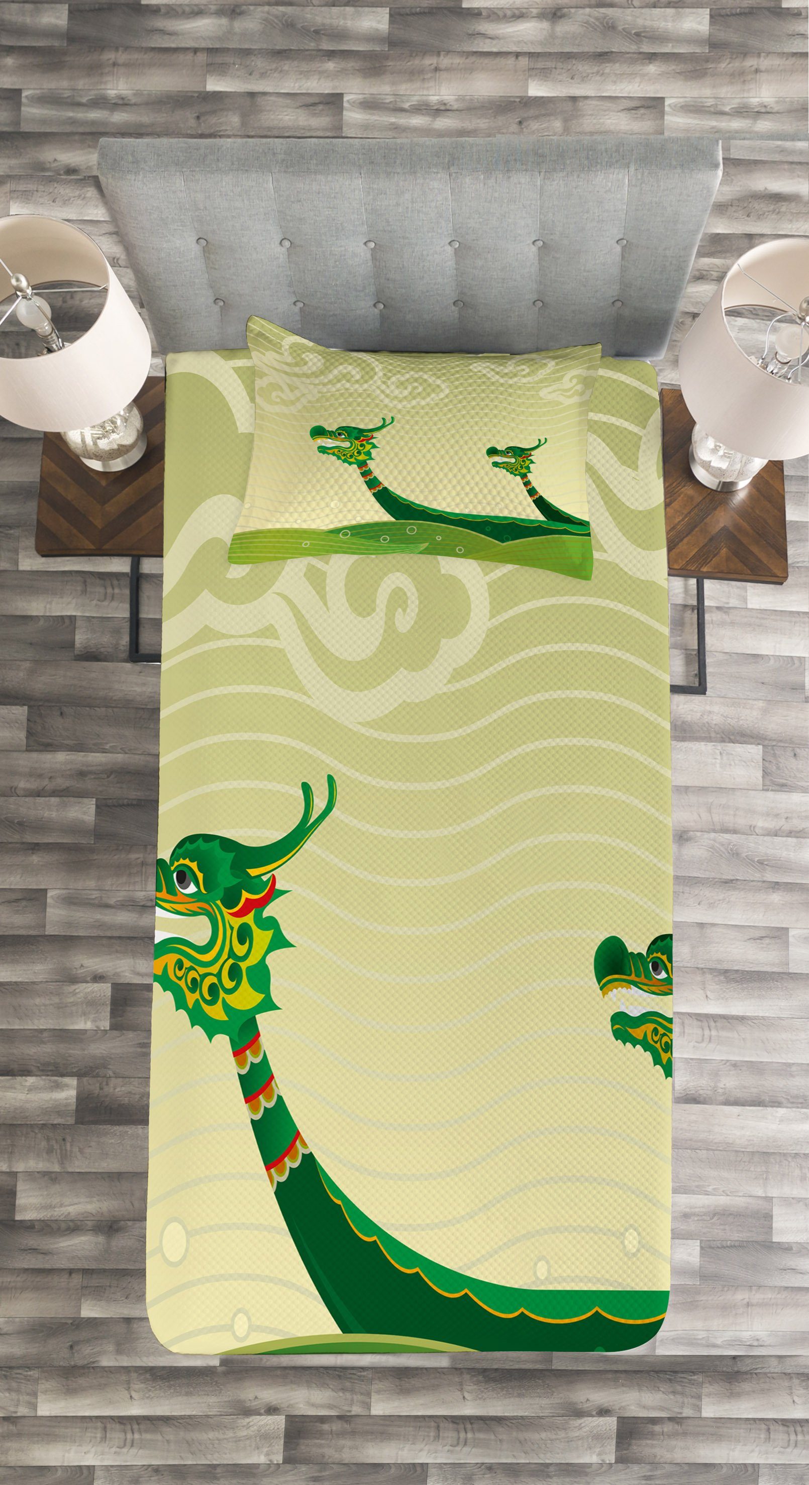 Abakuhaus, Tatsu Kissenbezügen mythisches Set Tier Waschbar, Drachen mit Tagesdecke