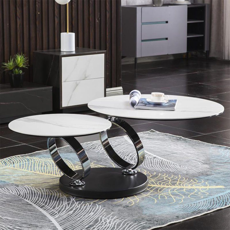 Couchtisch Beistell Design Rund Wohnzimmer Weiß Tisch Tische Couchtisch, Couch JVmoebel Luxus