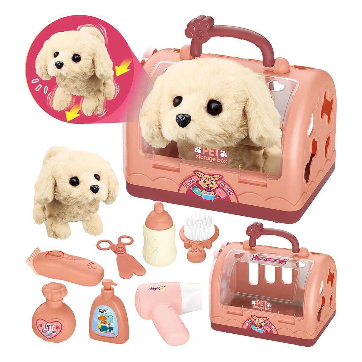 Novzep Kuscheltier Elektro Plüschhund mit Leine, läuft, bellt&wedelt Spielz günstig online kaufen