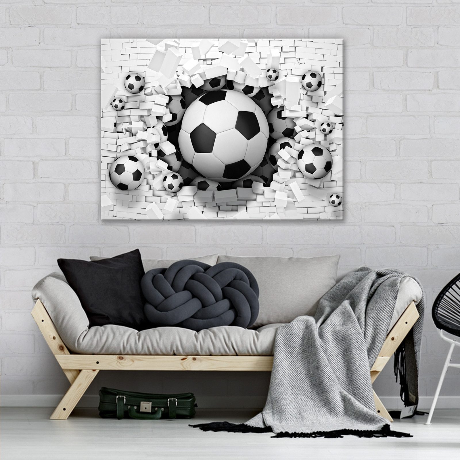 Wallarena Leinwandbild Kinderzimmer Fußball Jungen Wandbild günstig online kaufen