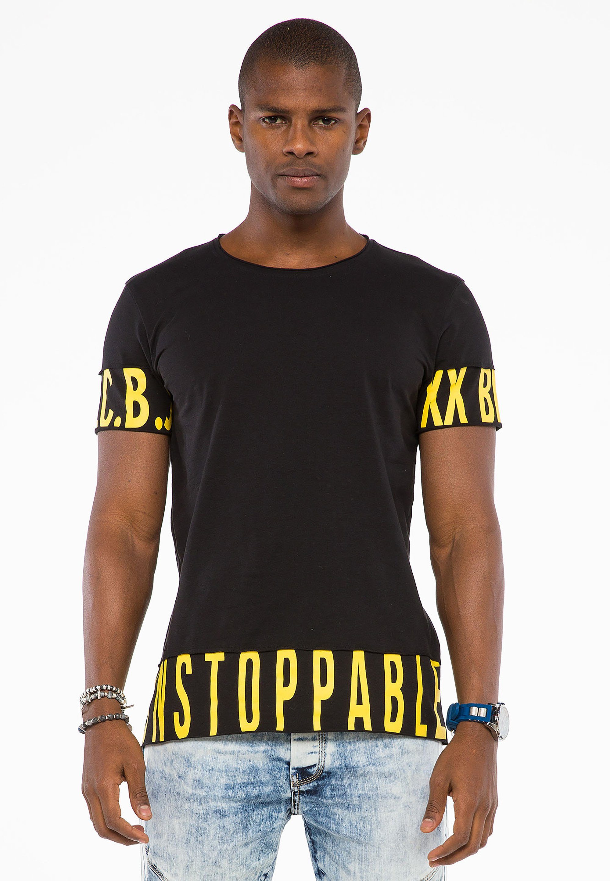 Cipo & Baxx T-Shirt mit großen Marken-Buchstaben schwarz