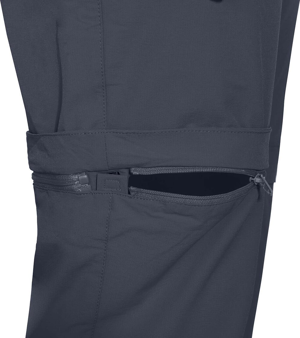Bergson Zip-off-Hose VIDAA COMFORT strapazierfähig, leicht, Kurzgrößen, Damen grau/blau Wanderhose, Zipp-Off