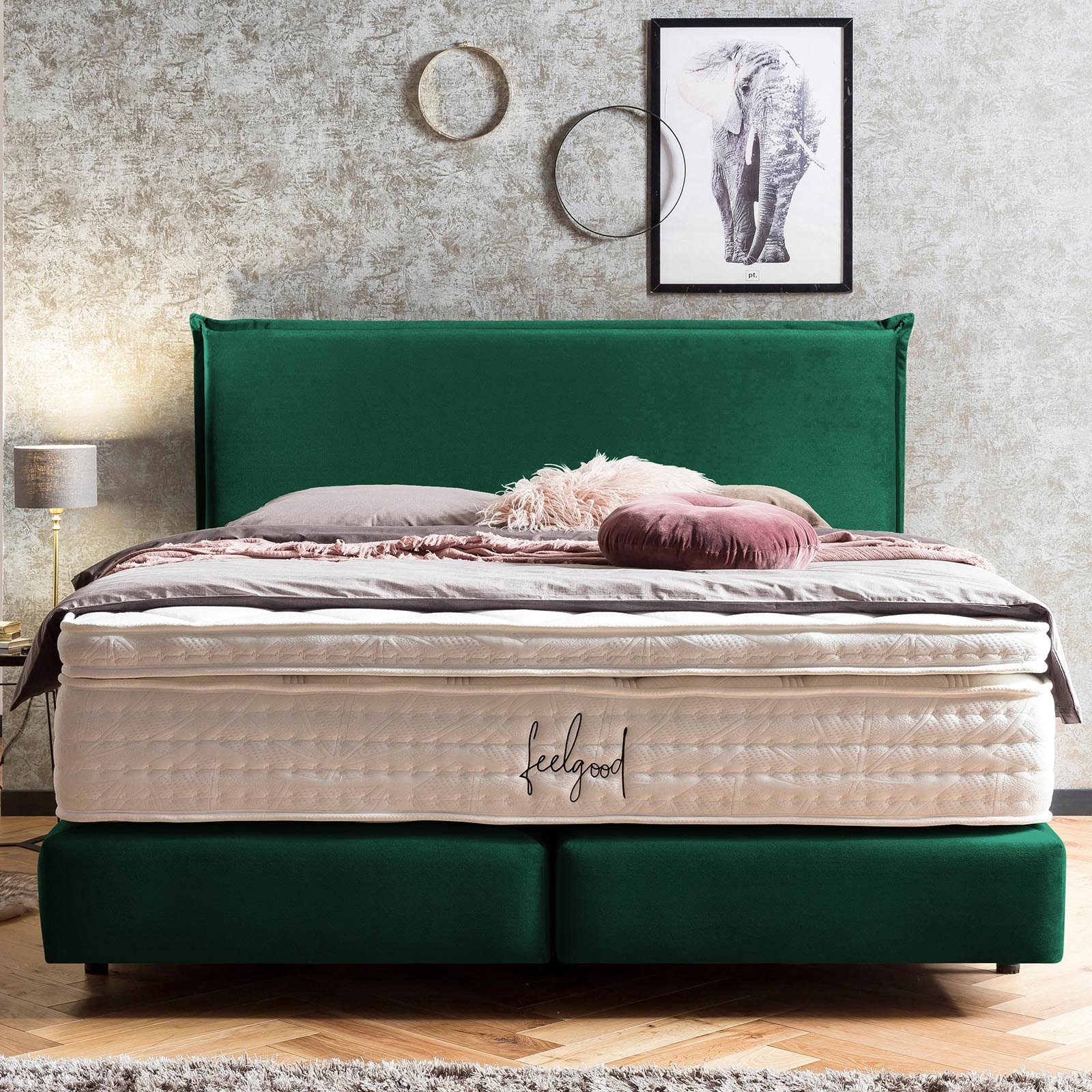 BettCo Boxspringbett London (in Smaragd Samt, günstig online kaufen