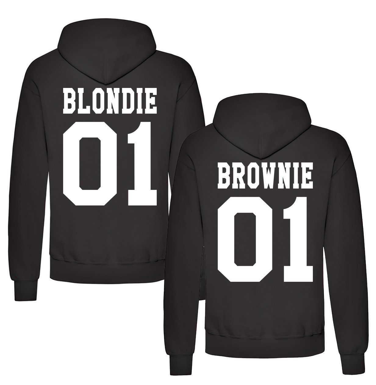 Couples Shop Kapuzenpullover Blondie & Brownie Damen Hoodie Pullover mit lustigem Spruch Print