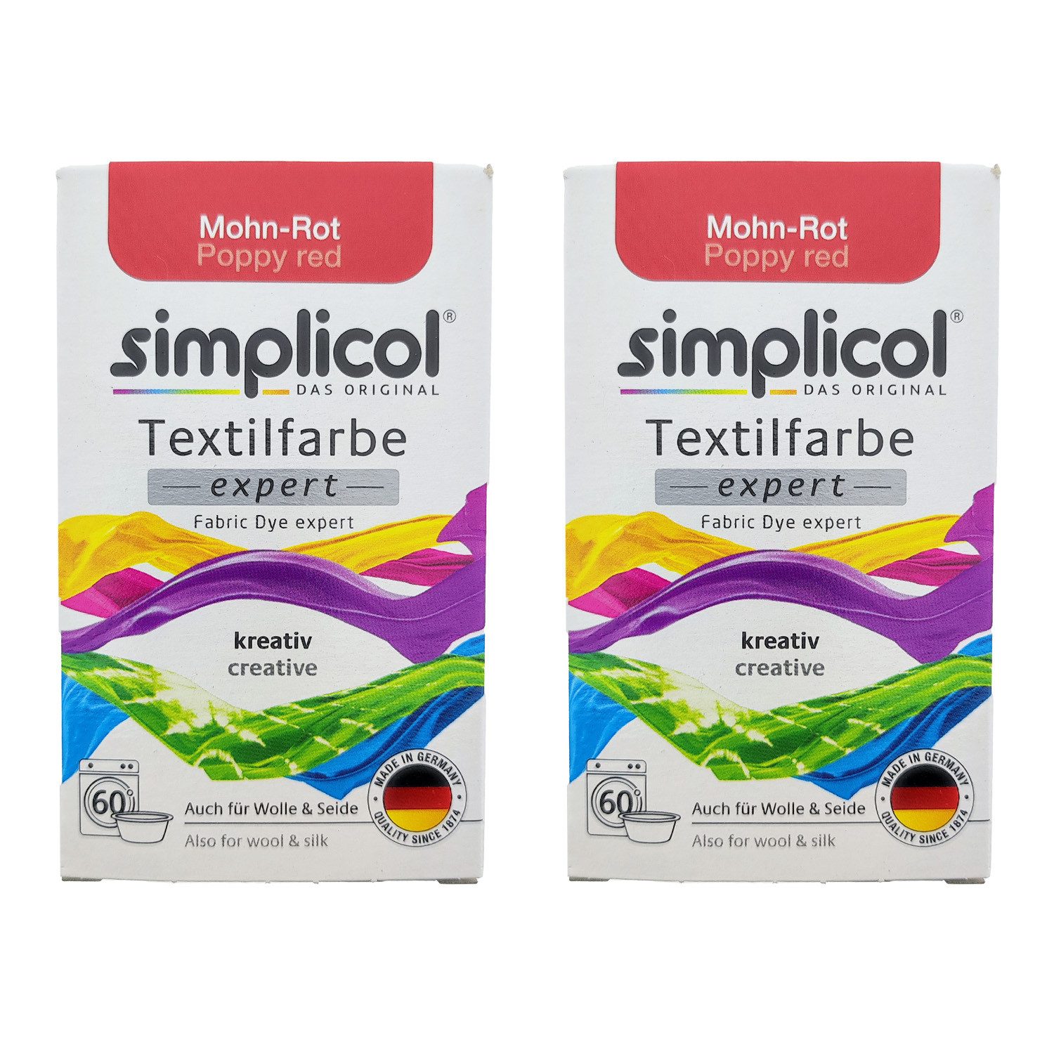 Textilfarbe 2er Pack Simplicol Textilfarbe Expert Mohn-Rot 150g