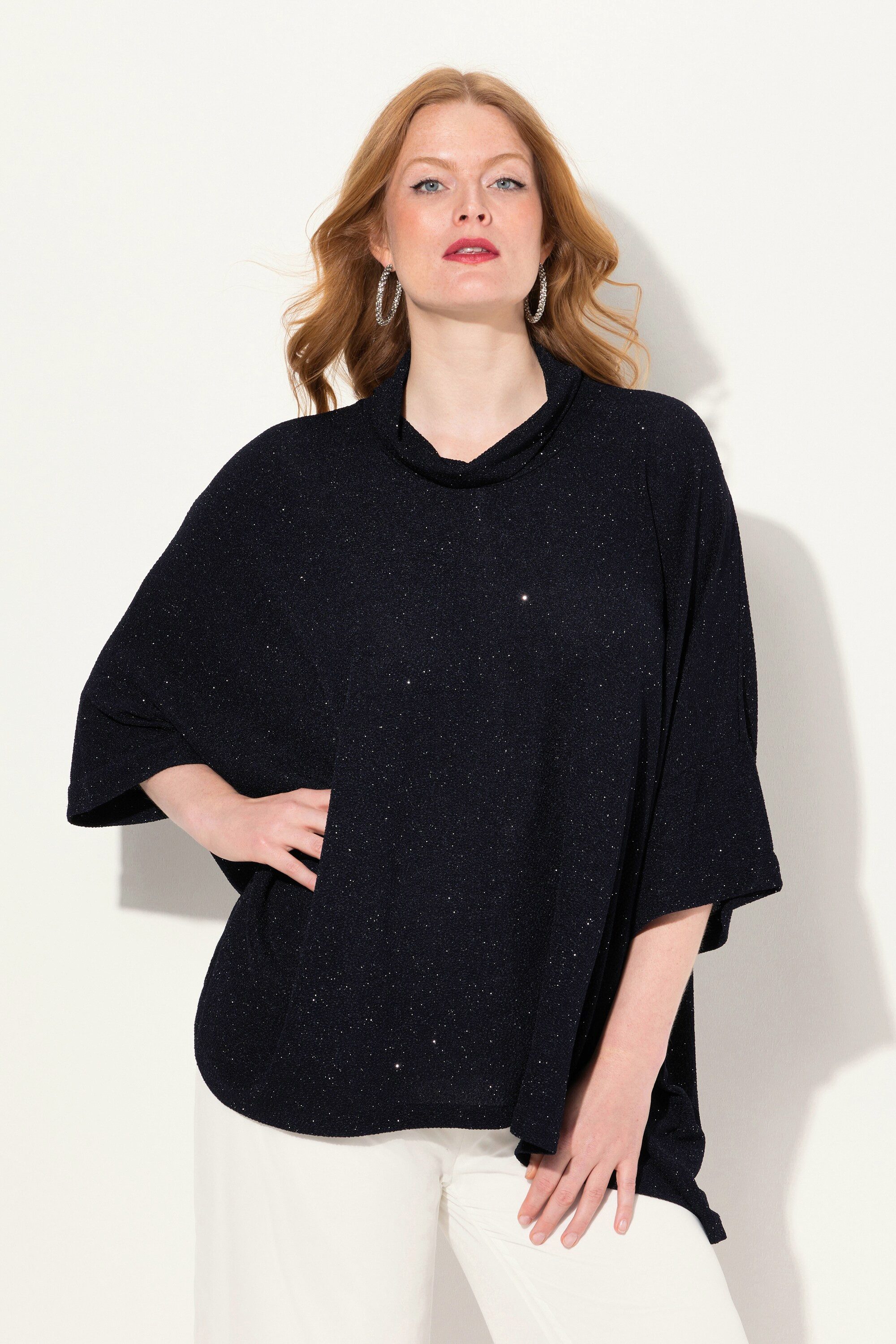 Ulla Popken T-Shirt Shirt oversized Glitzer-Effekt günstig online kaufen