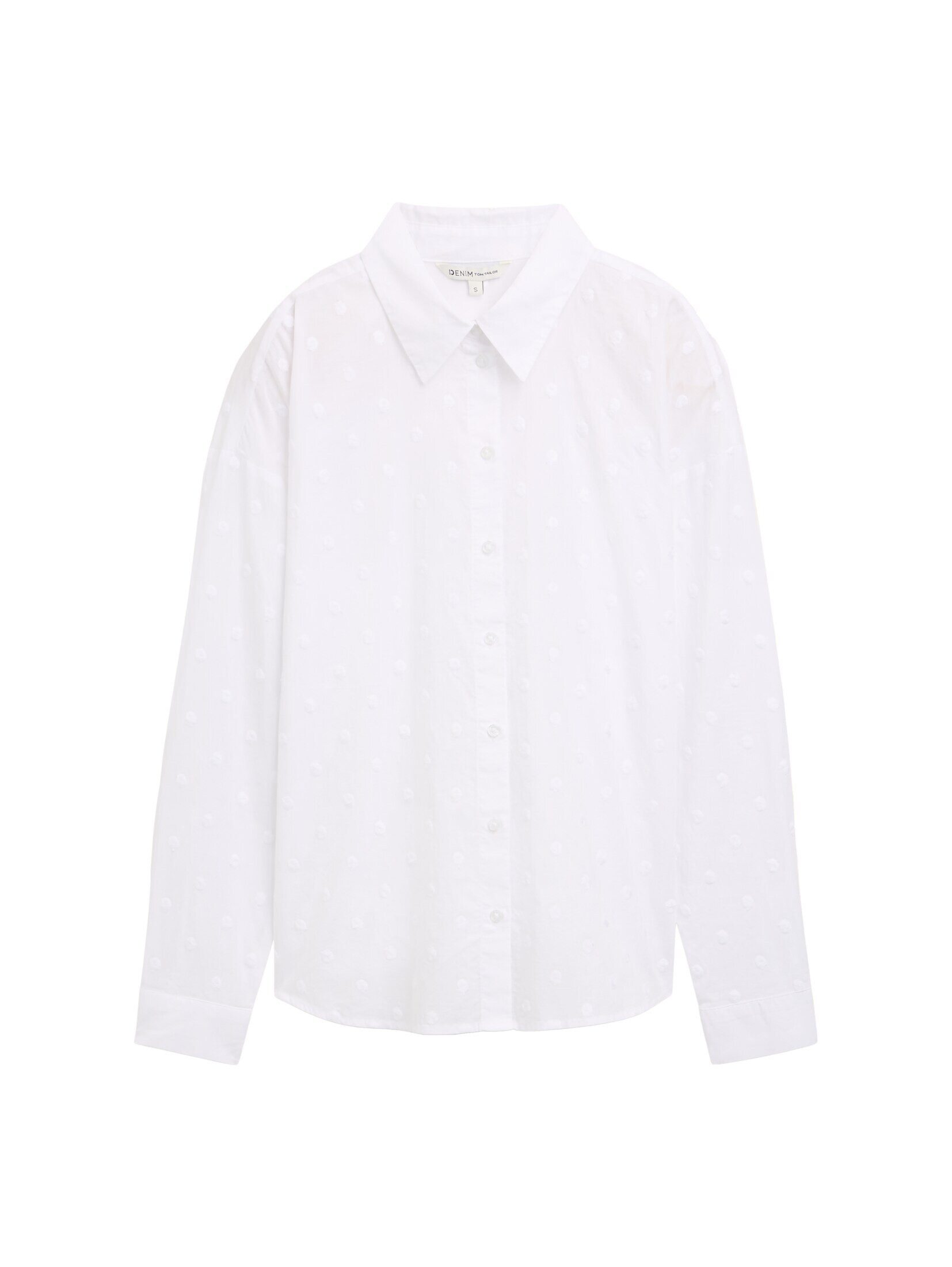 TOM TAILOR Denim Langarmbluse Blusen & Shirts Hemdbluse mit gepunkteter Str günstig online kaufen