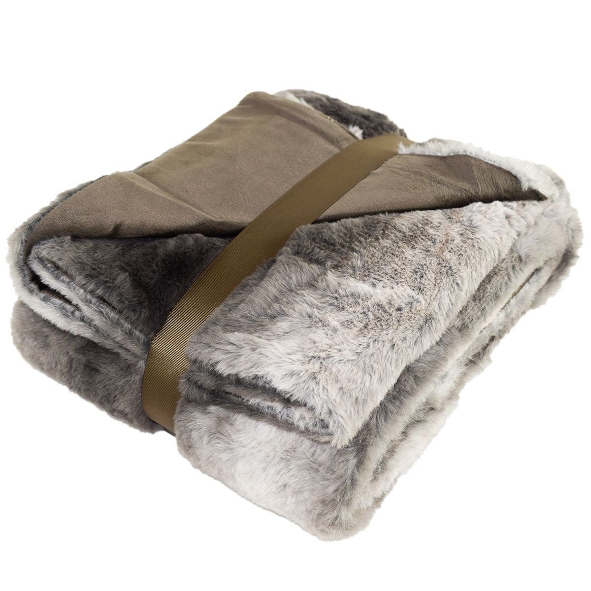 Wohndecke Couchdecke Fellimitat 150x200cm weiche Wohndecke in Braun & Grau, günstig online kaufen