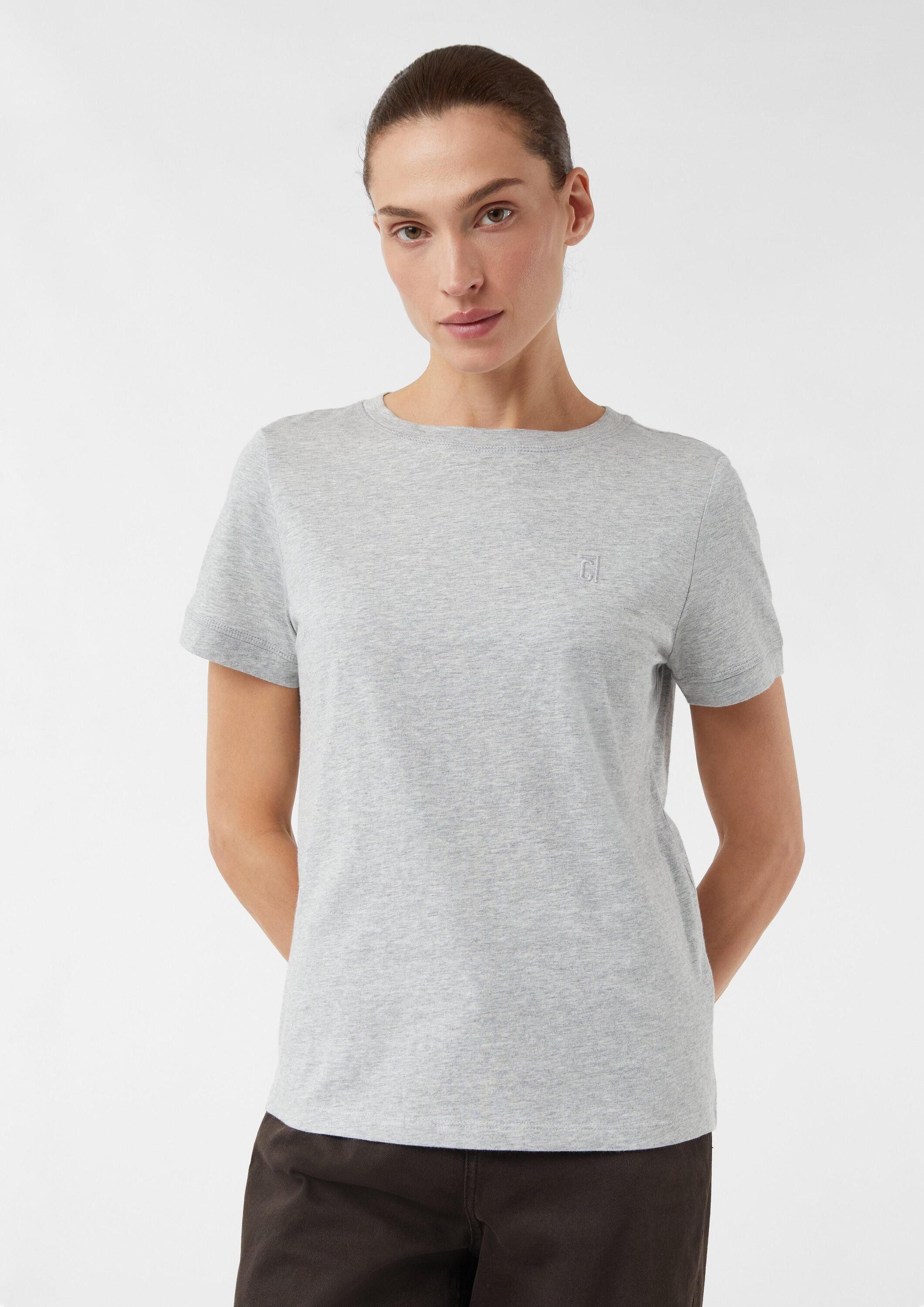 comma Kurzarmshirt T-Shirt Baumwoll-Shirt mit Logo-Stickerei günstig online kaufen