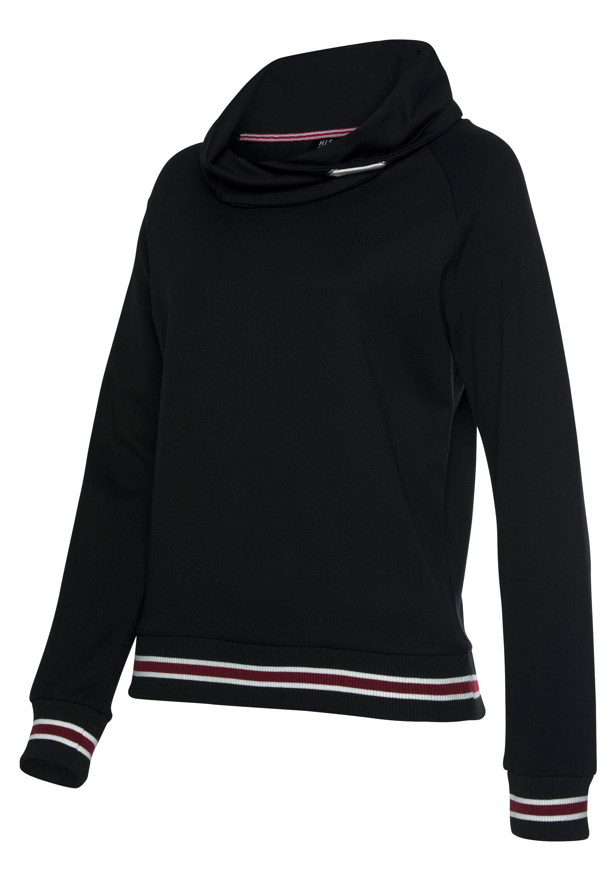 Loungeanzug mit Loungewear, schwarz Sweatshirt Rippbündchen, H.I.S geringelte