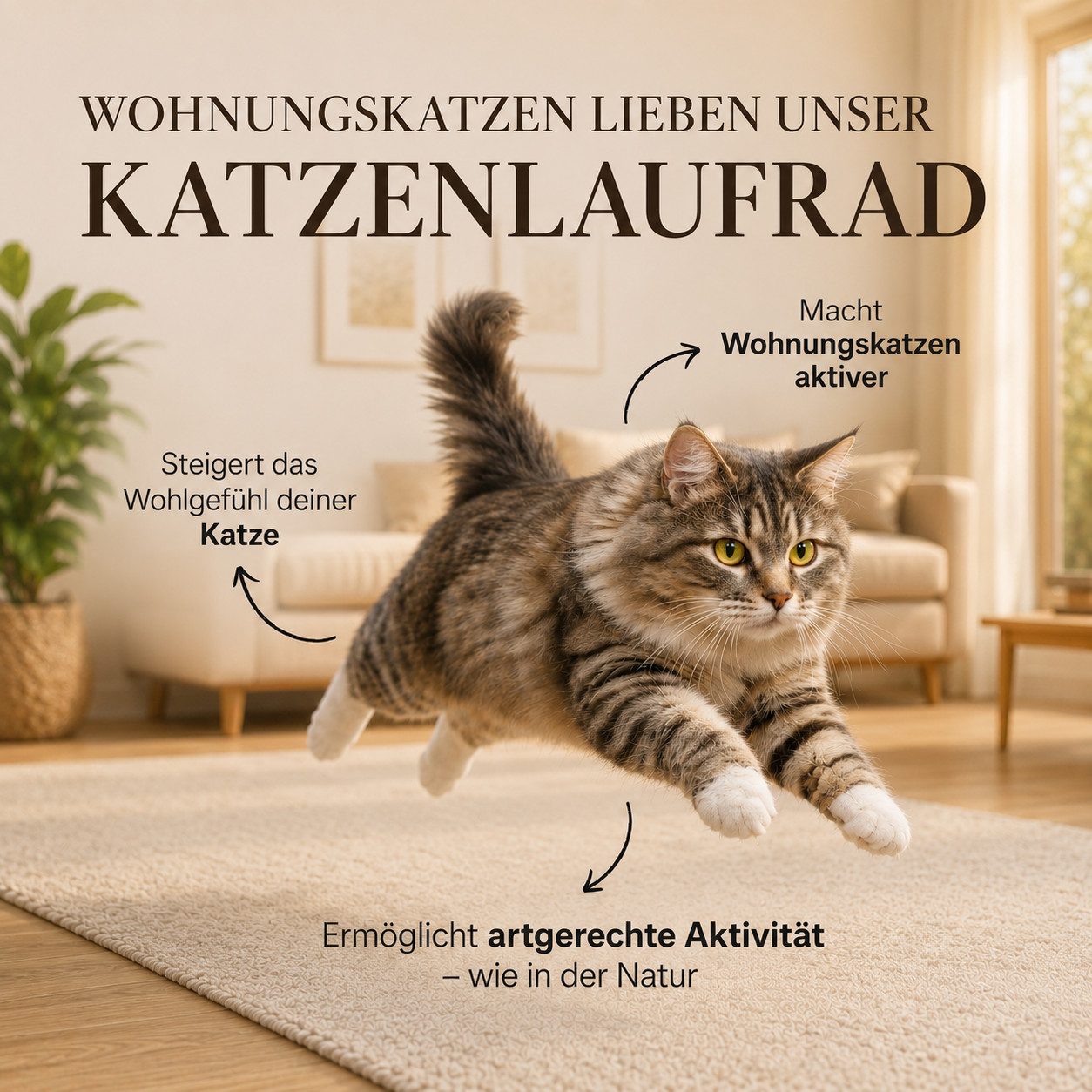 noviclass Tierlaufrad Katzenlaufrad 'Baghira' XXL Groß 120cm Innendurchmesser