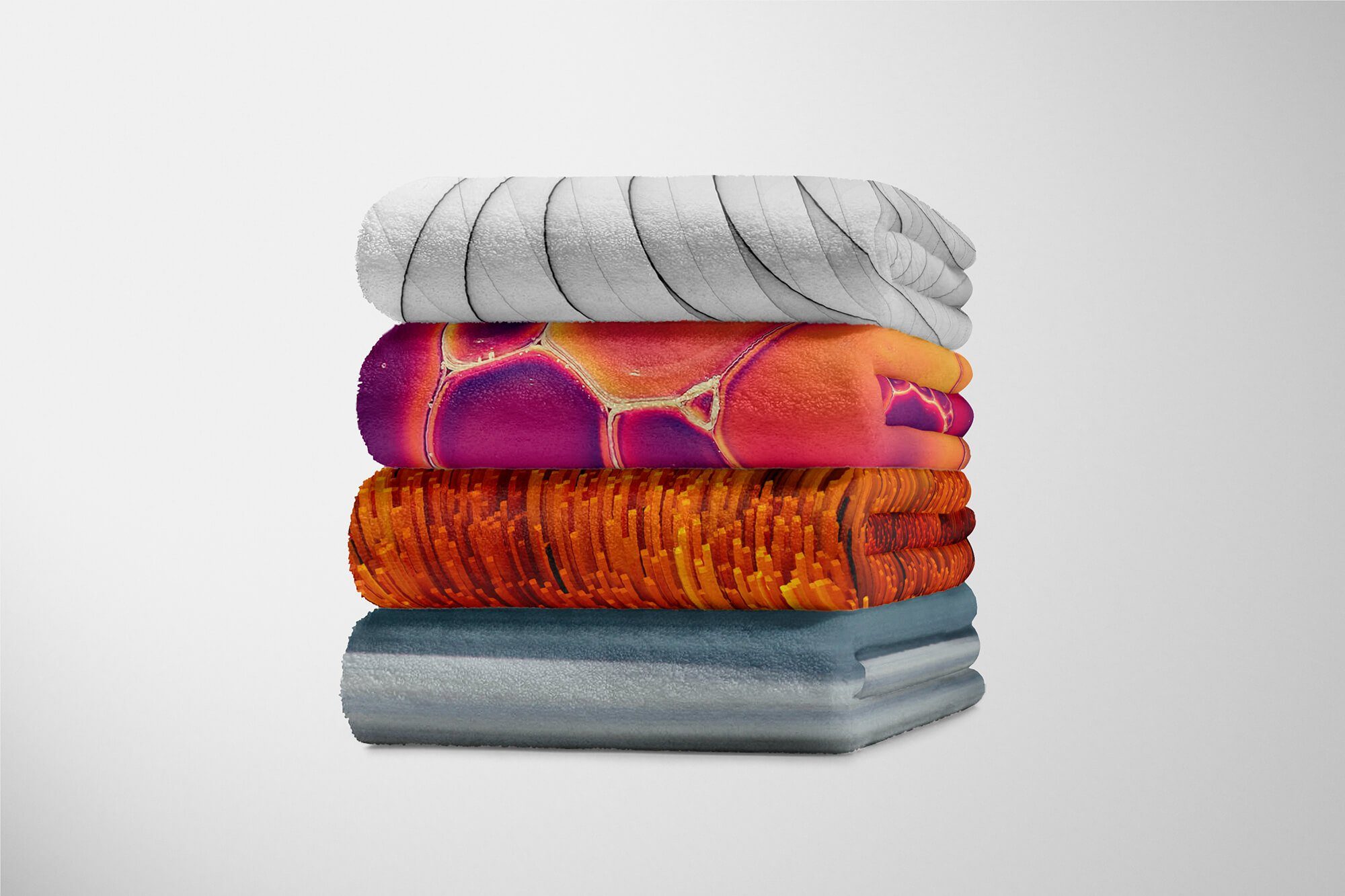 Kuscheldecke Saunatuch Fotomotiv Sinus Handtuch Art Balken Handtuch Baumwolle-Polyester-Mix (1-St), Orange Strandhandtuch Kunstvoll, Rot Handtücher mit