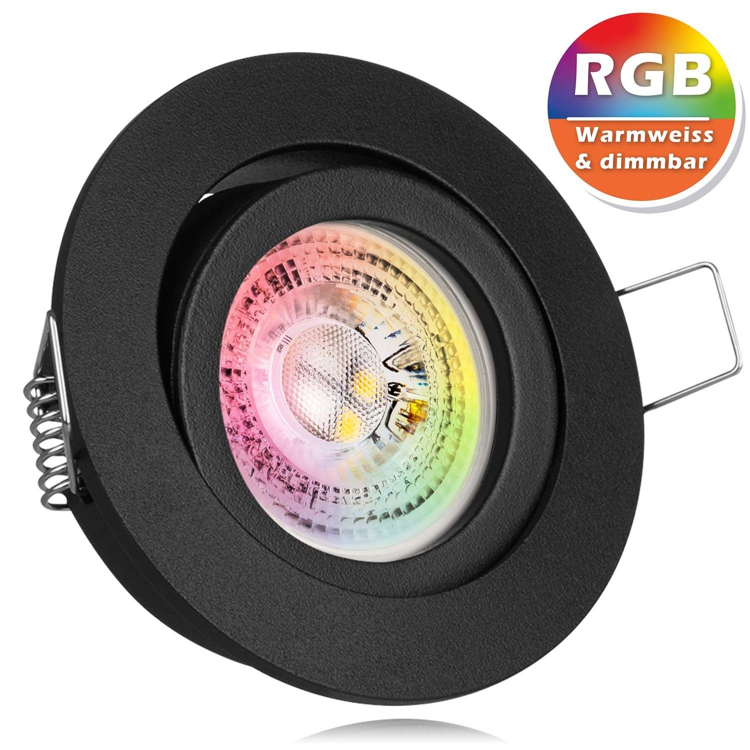 LEDANDO LED Einbaustrahler »RGB LED Einbaustrahler Set GU10 in schwarz mit  3W LED von LEDANDO - 11 Farben + Warmweiß - inkl. Fernbedienung - dimmbar -  rund« online kaufen | OTTO