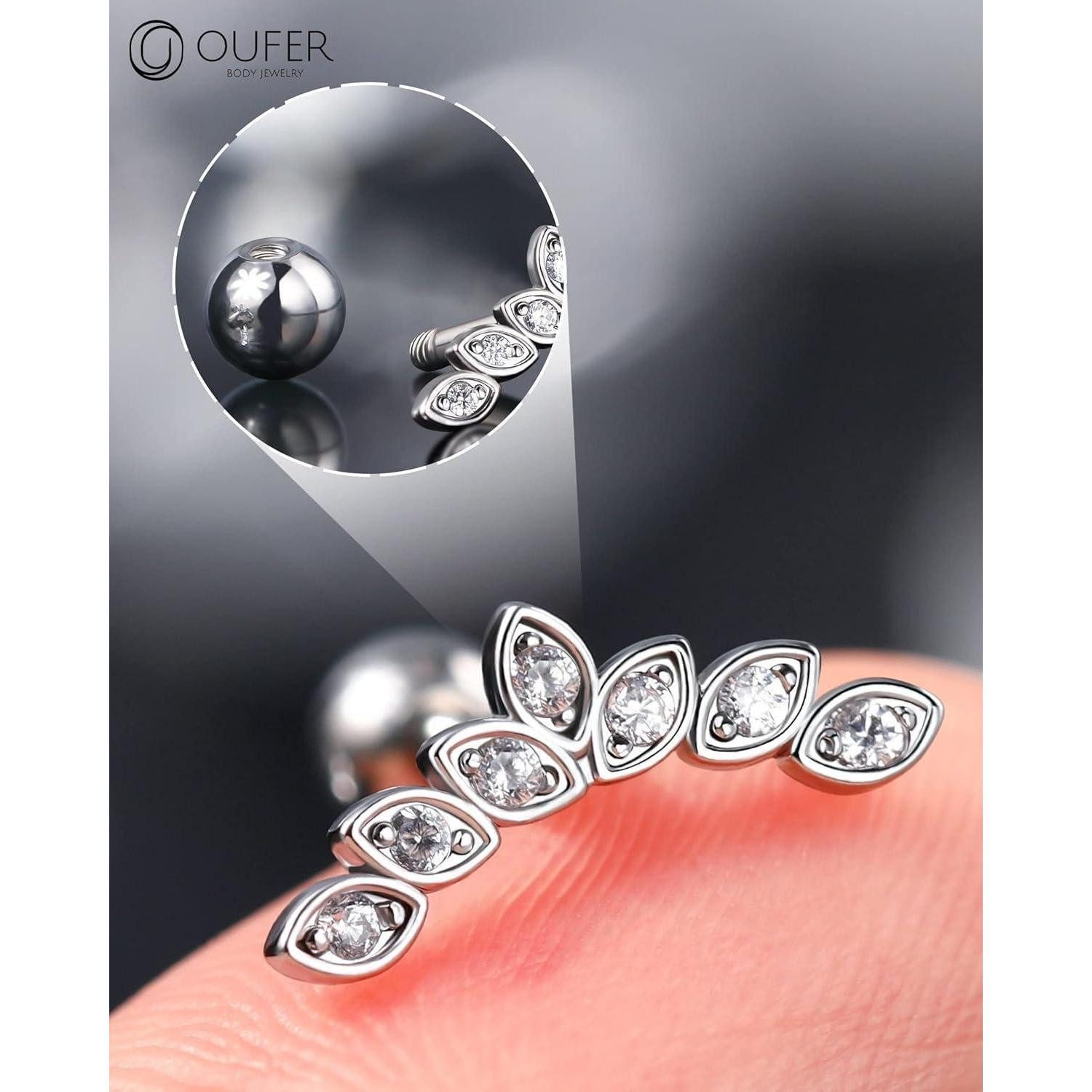 OUFER Nasenpiercing Ohrpiercing Helix Septum Ring Silber Chirurgenstahl 16G Clicker Conch