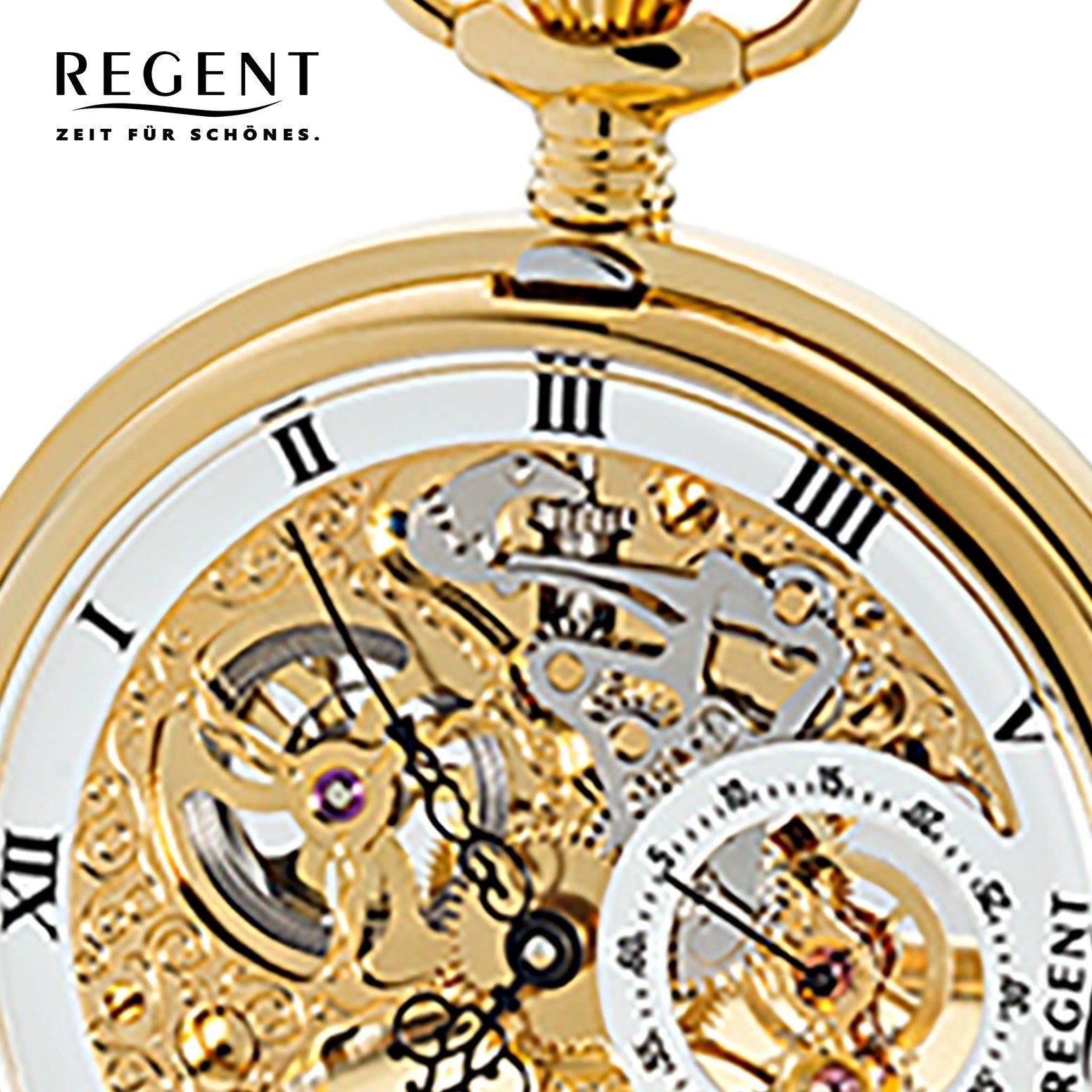 Regent Taschenuhr Regent Herren Taschenuhr Analog, (Analoguhr), Herren Taschenuhr rund, groß (ca. 53mm), Edelstahl, Elegant