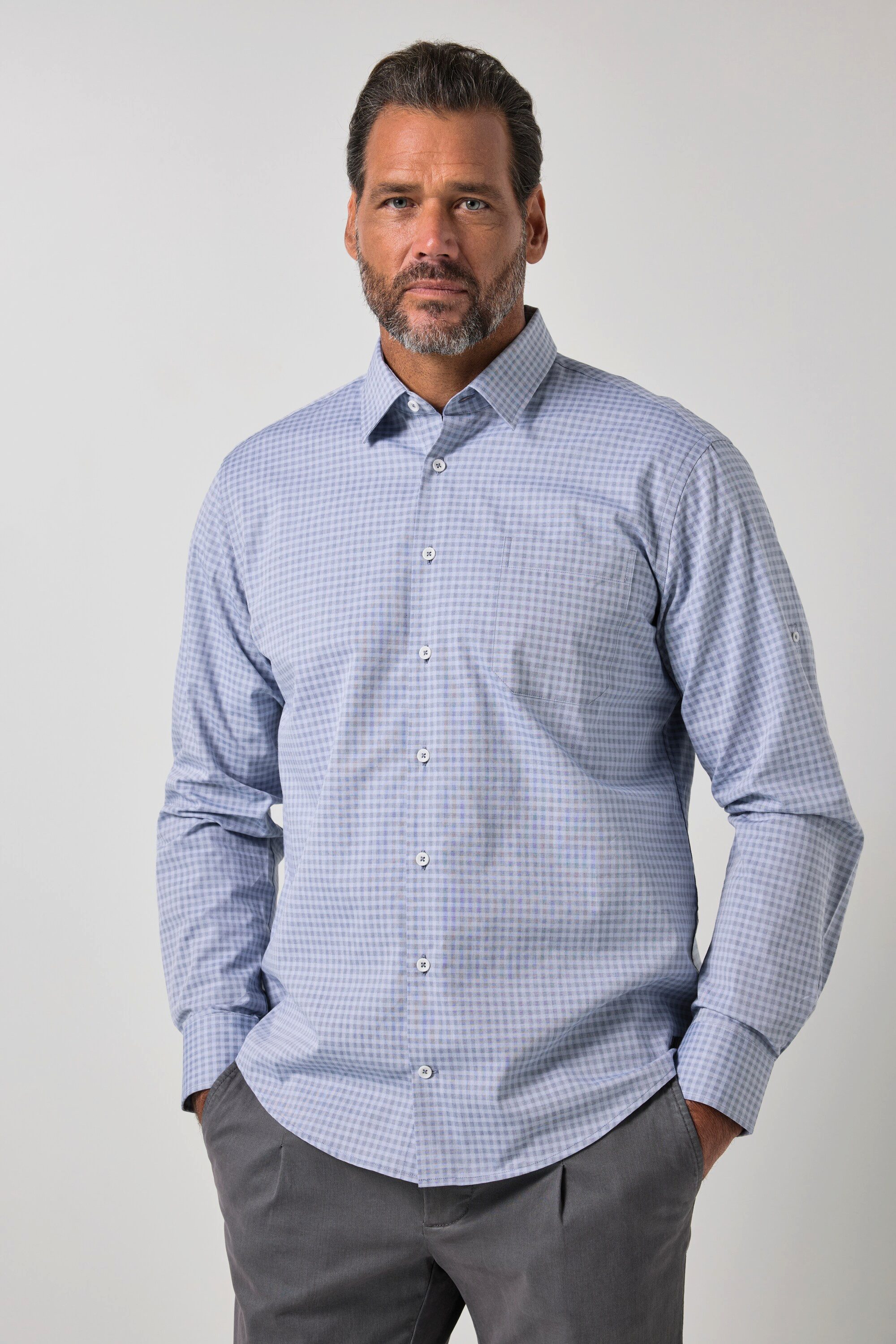Businesshemd Karohemd Langarm Modern Fit Kentkragen bis 8XL