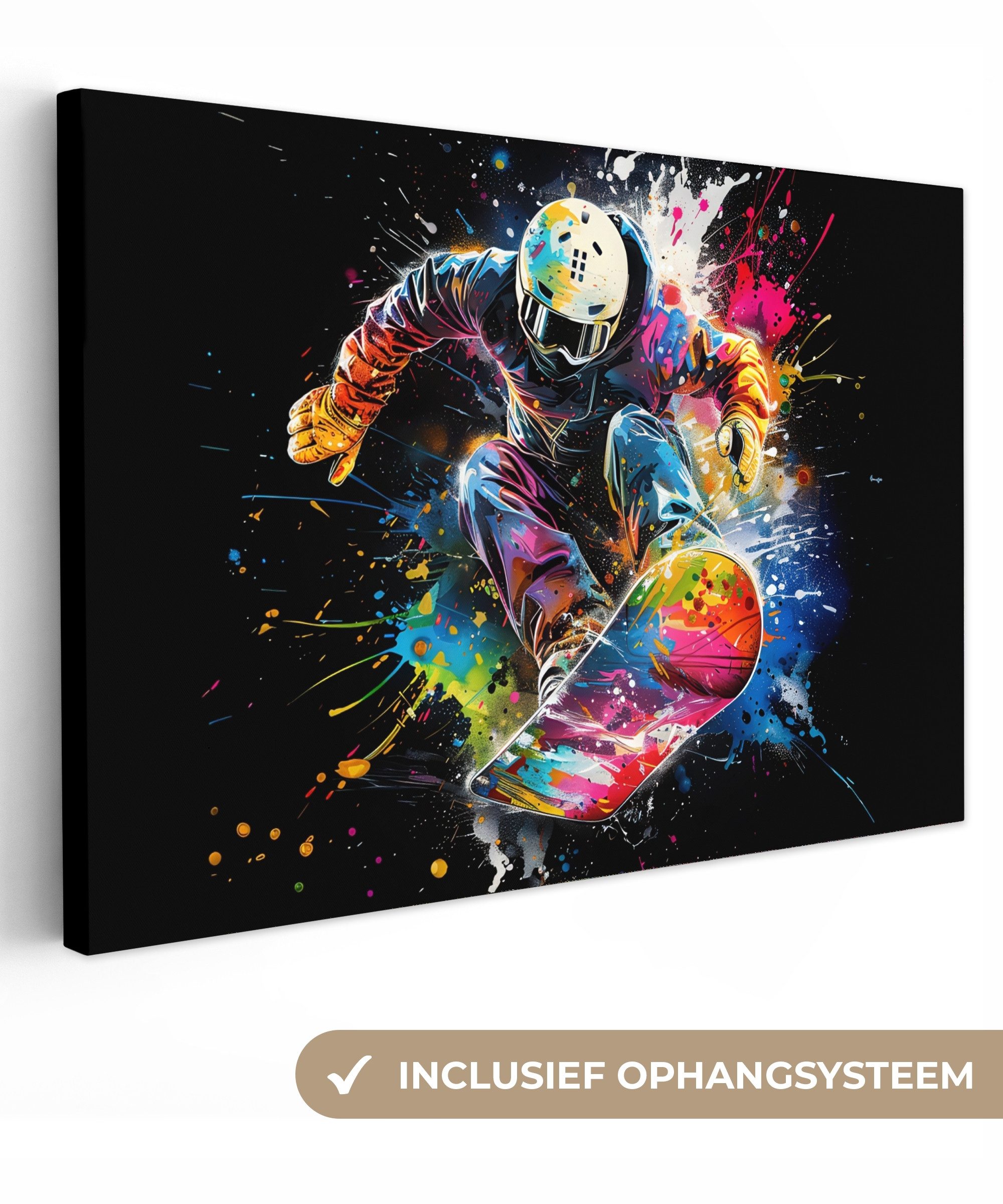OneMillionCanvasses® Leinwandbild Graffiti - Sport - Snowboarden - Wintersport, Fotodruck (1 St), Leinwand Bilder Klein, Wand Dekoration Aesthetic 30x20 cm