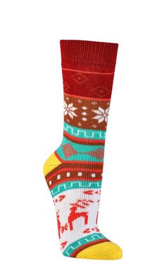 Wowerat Norwegersocken 2 Paar bunte Norweger Socken mit Winter Hygge Muster mit 90% Baumwolle (2 Paar)