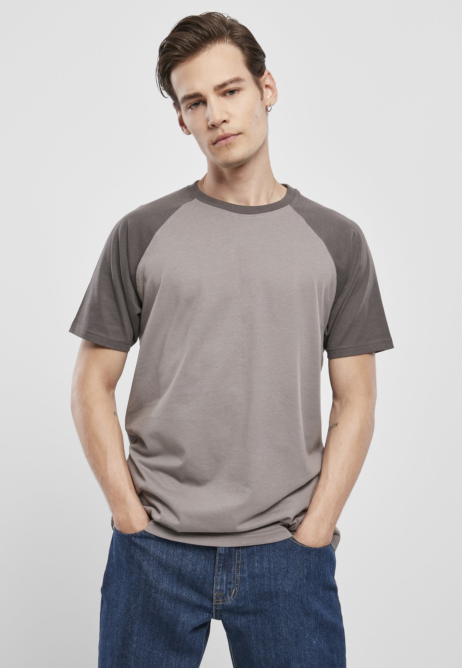 URBAN CLASSICS T-Shirt Herren Raglan Contrast Tee (1-tlg) asphalt/darkshadow