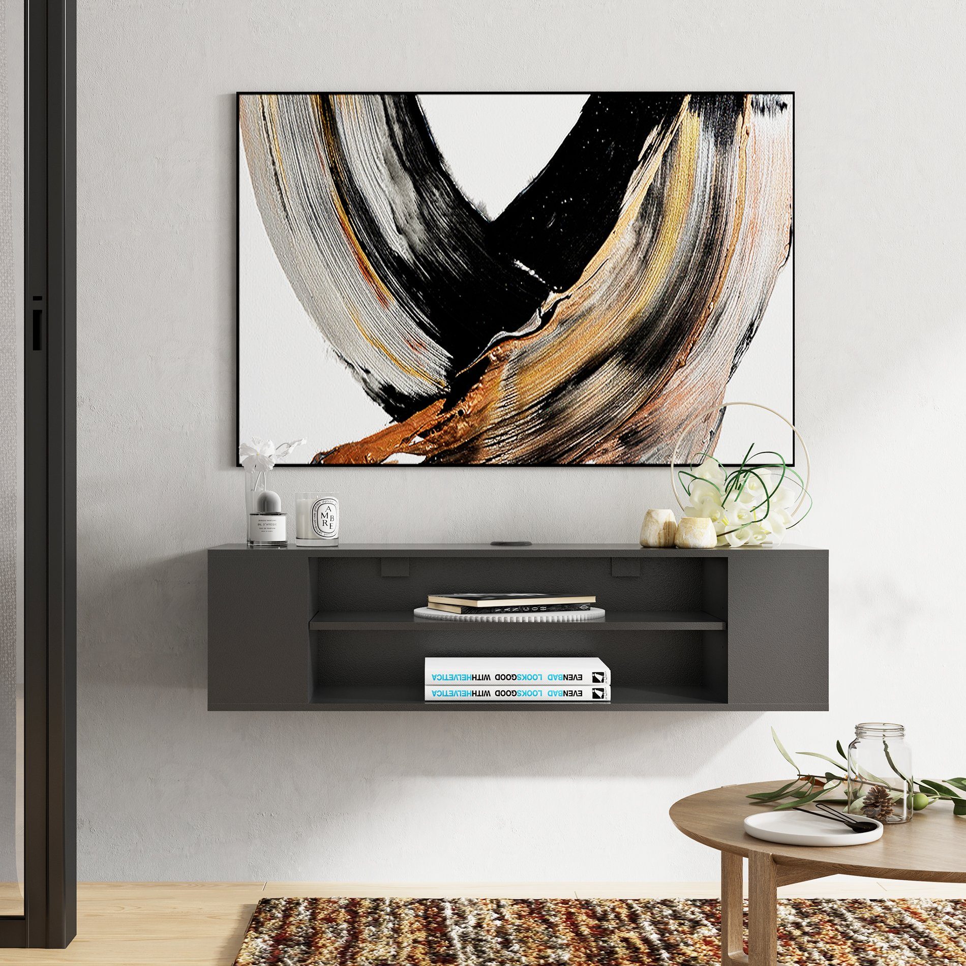 FITUEYES Lowboard (TV Board stehend und hängend, TV Schrank mit 4 offene  Fächer), Breite 100 cm online kaufen | OTTO
