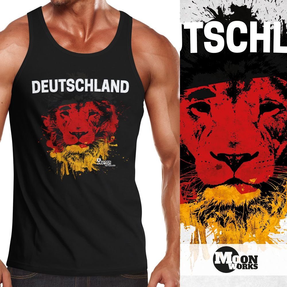 MoonWorks Tanktop Herren Tanktop Deutschland Fanshirt EM WM Fußball Löwe Flagge Germany mit Print