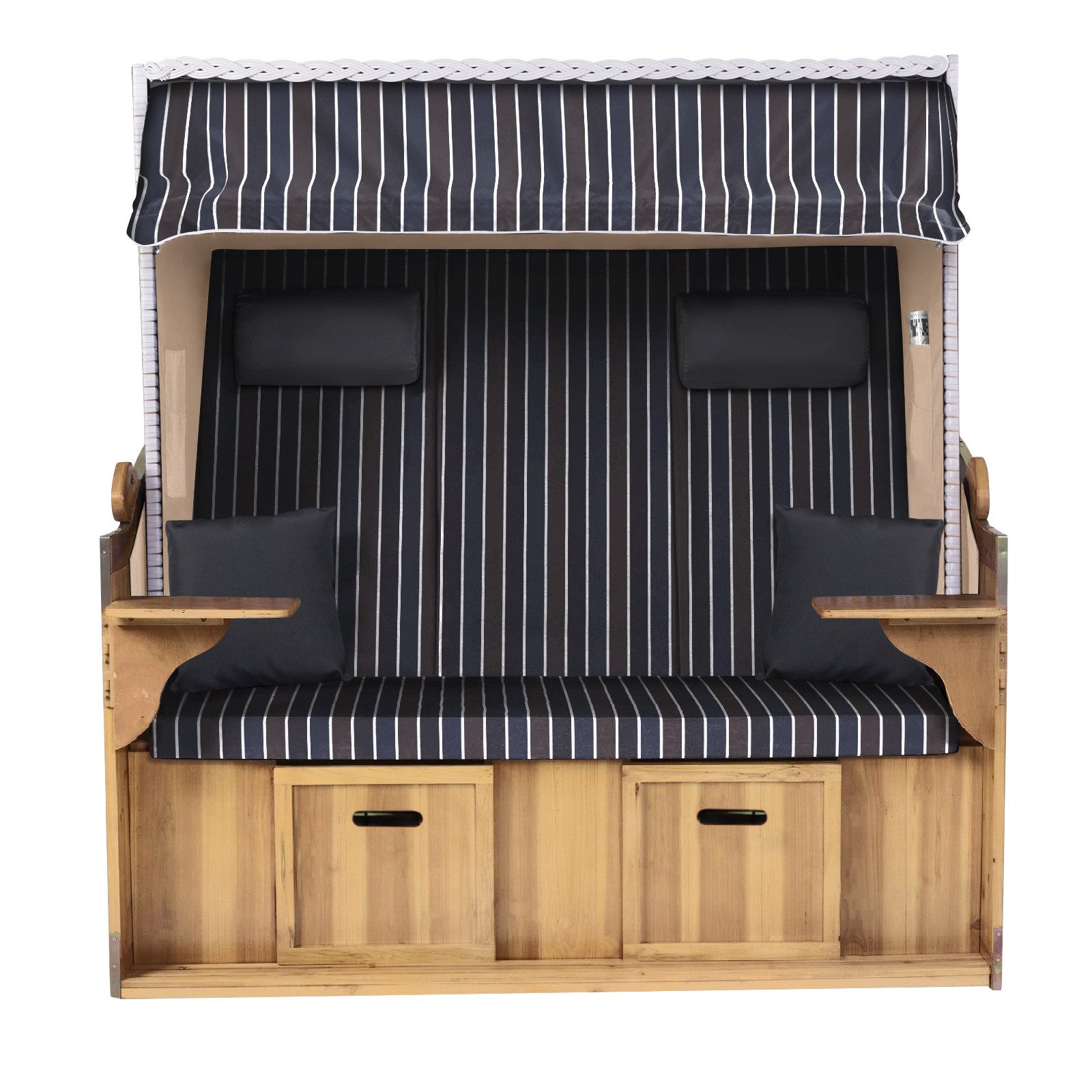 Strandkorb Hanse Strandkorb Strandkorb Ostsee XXL 2,5-Sitzer Volllieger Beige Anthrazit, BxTxH: 150x80x160 cm, Ostsee XXL Volllieger, Ostsee 2,5-Sitzer Modell 2025, Stabiles Wacholder mit handgefertigtem Polyrattangeflecht