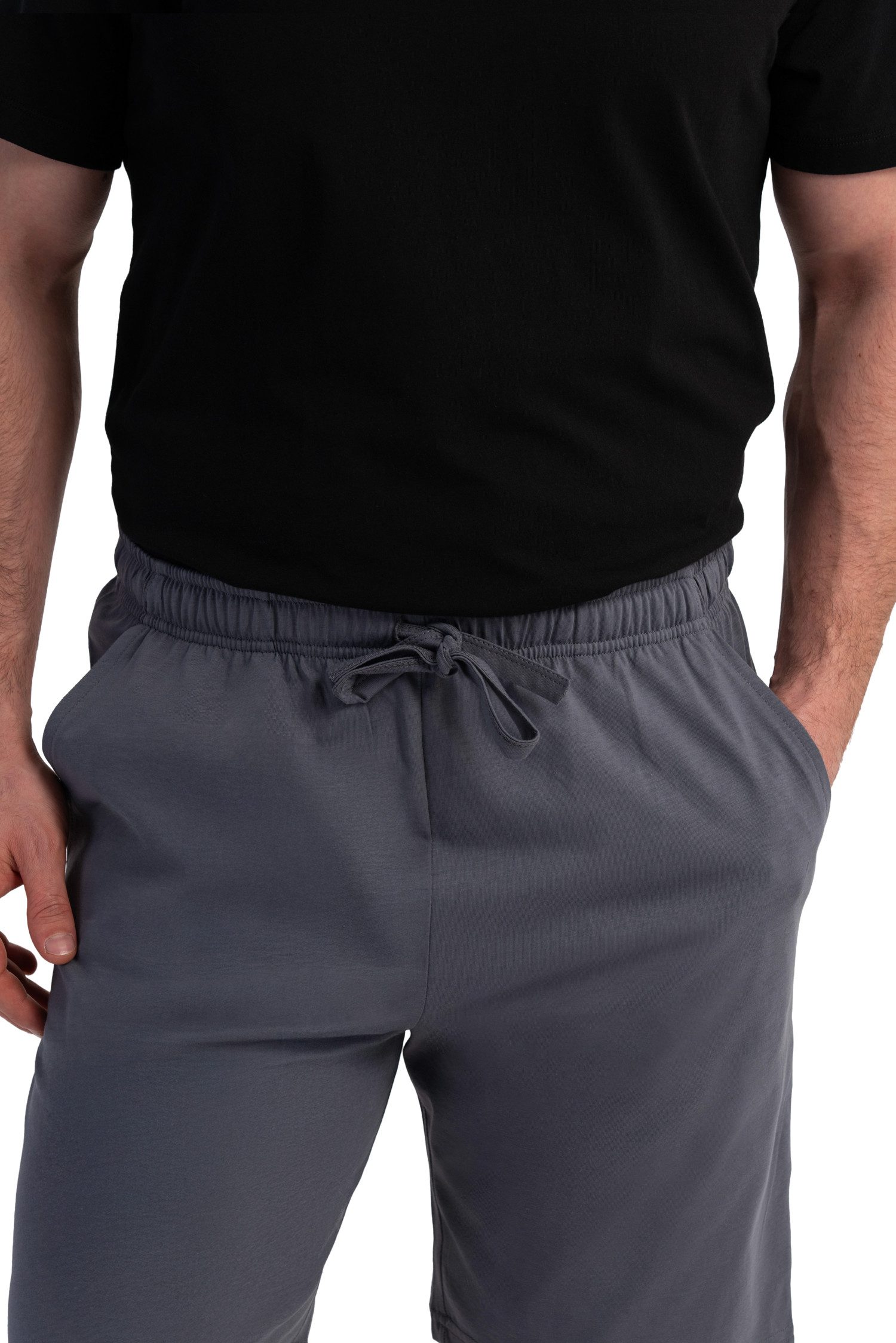 Vienetta Pyjamashorts Man (1-tlg., 1-teilig) Herren Schlafhose kurz Shorts Relaxhose Homewearhose Baumwolle